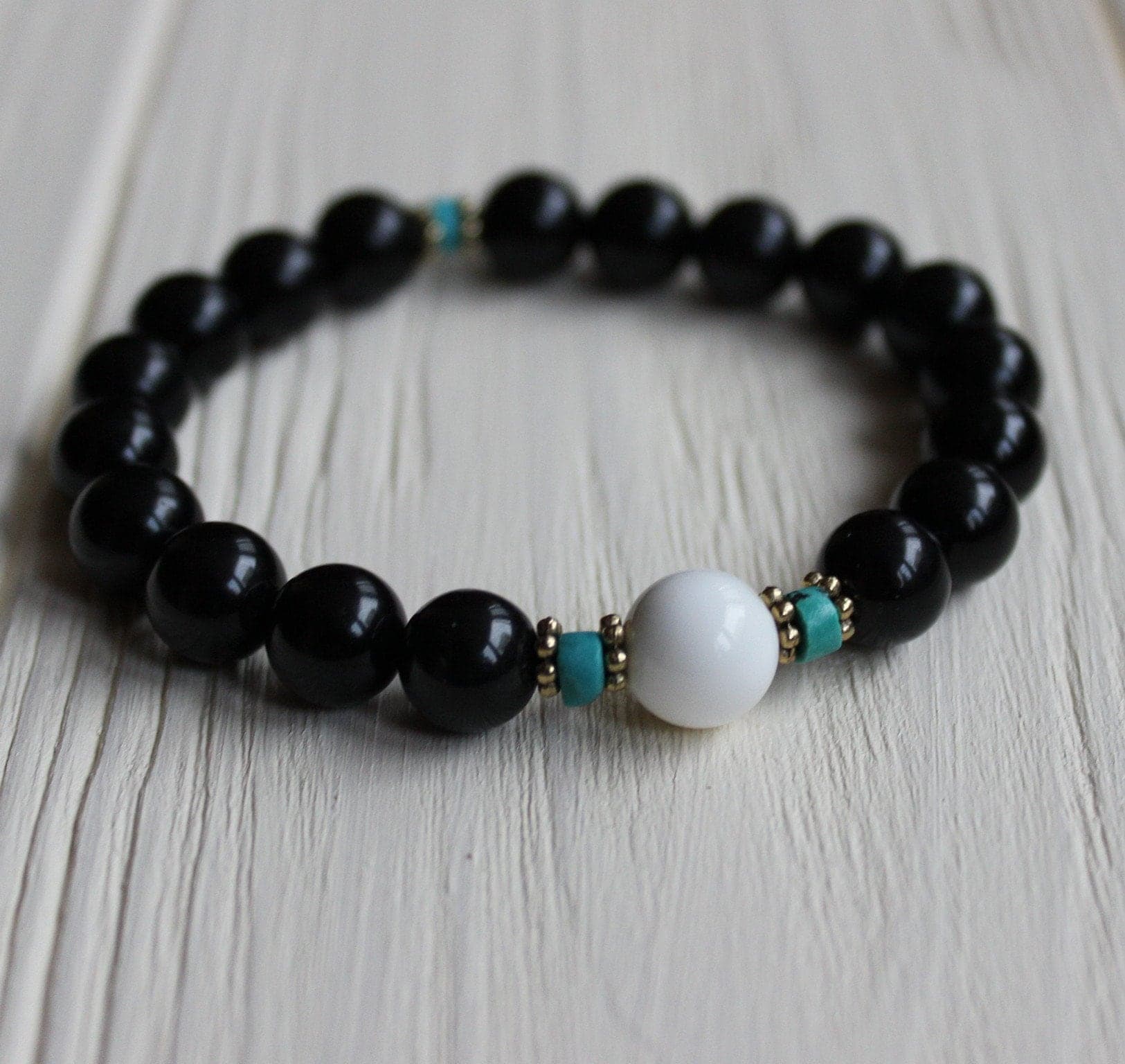 Black and white beads bracelet Couples bracelet set Long distance bracelet Best friend bracelet for 2 - image 5