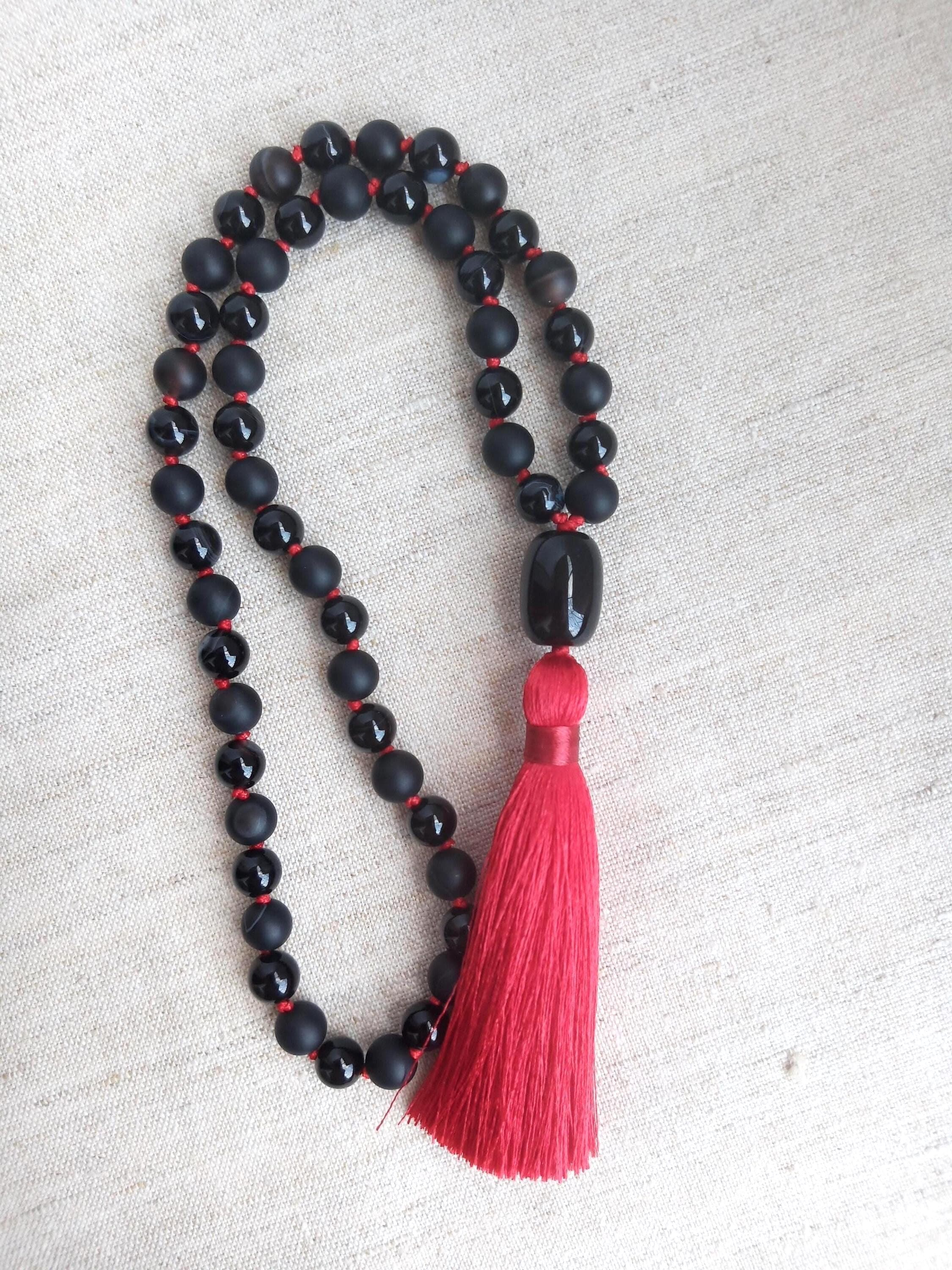 54 bead mala Black onyx mala Hand knotted mala beads - image 3