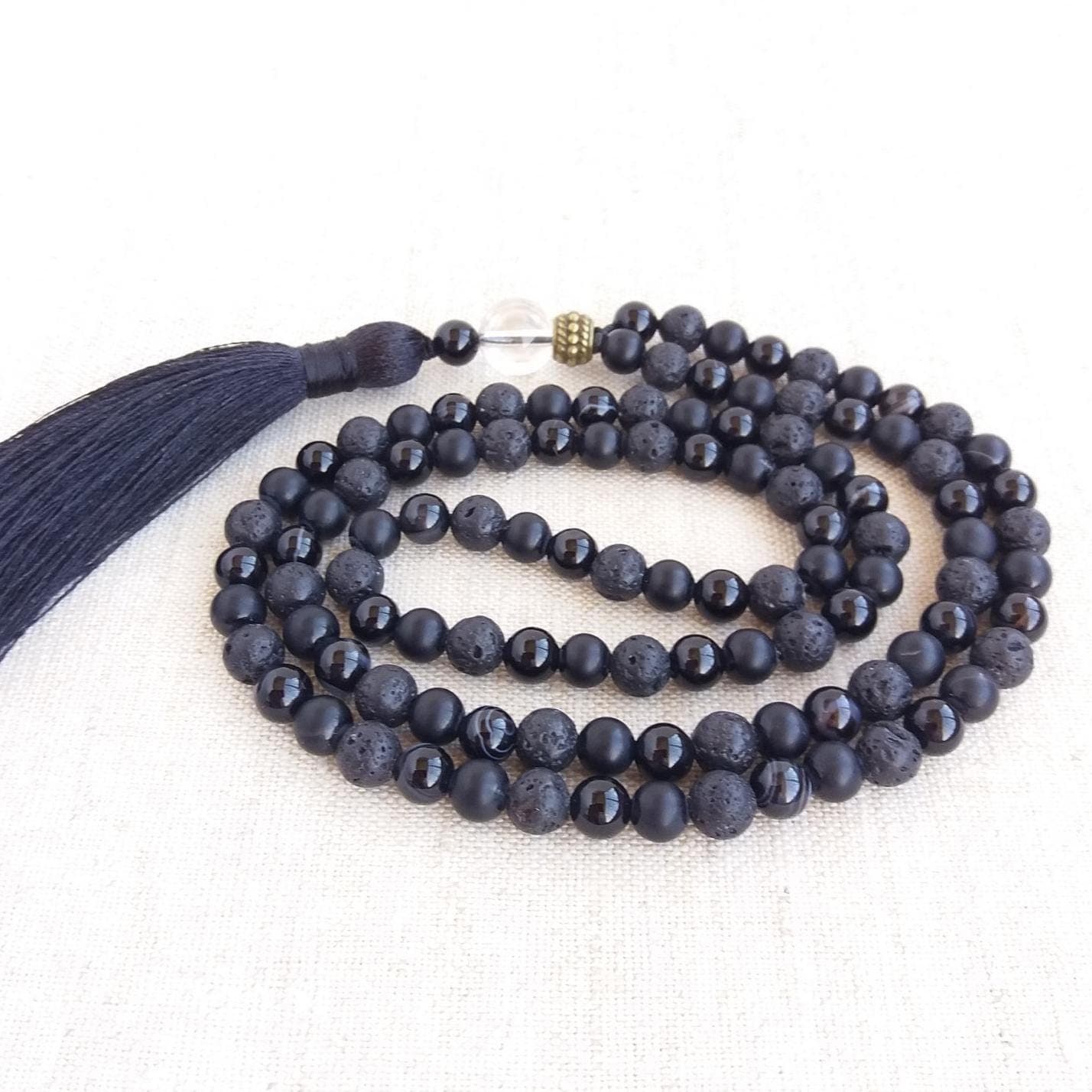 Black agate mala Black onyx mala necklace 108 mala beads prayer beads Prayer beads buddhist