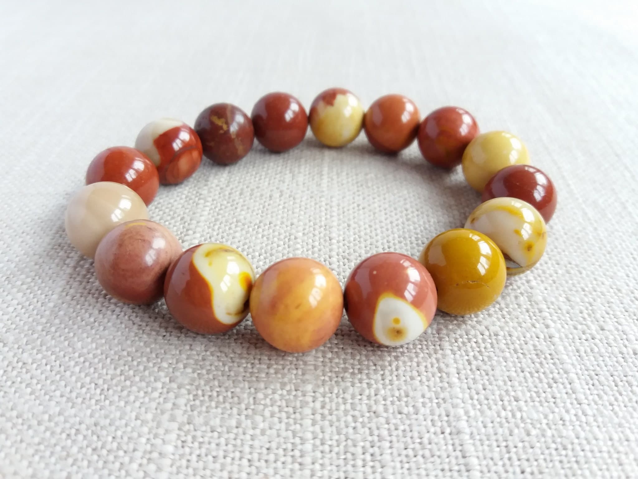 Mookaite jasper bracelet Large bead bracelet Orange stone bracelet - image 3