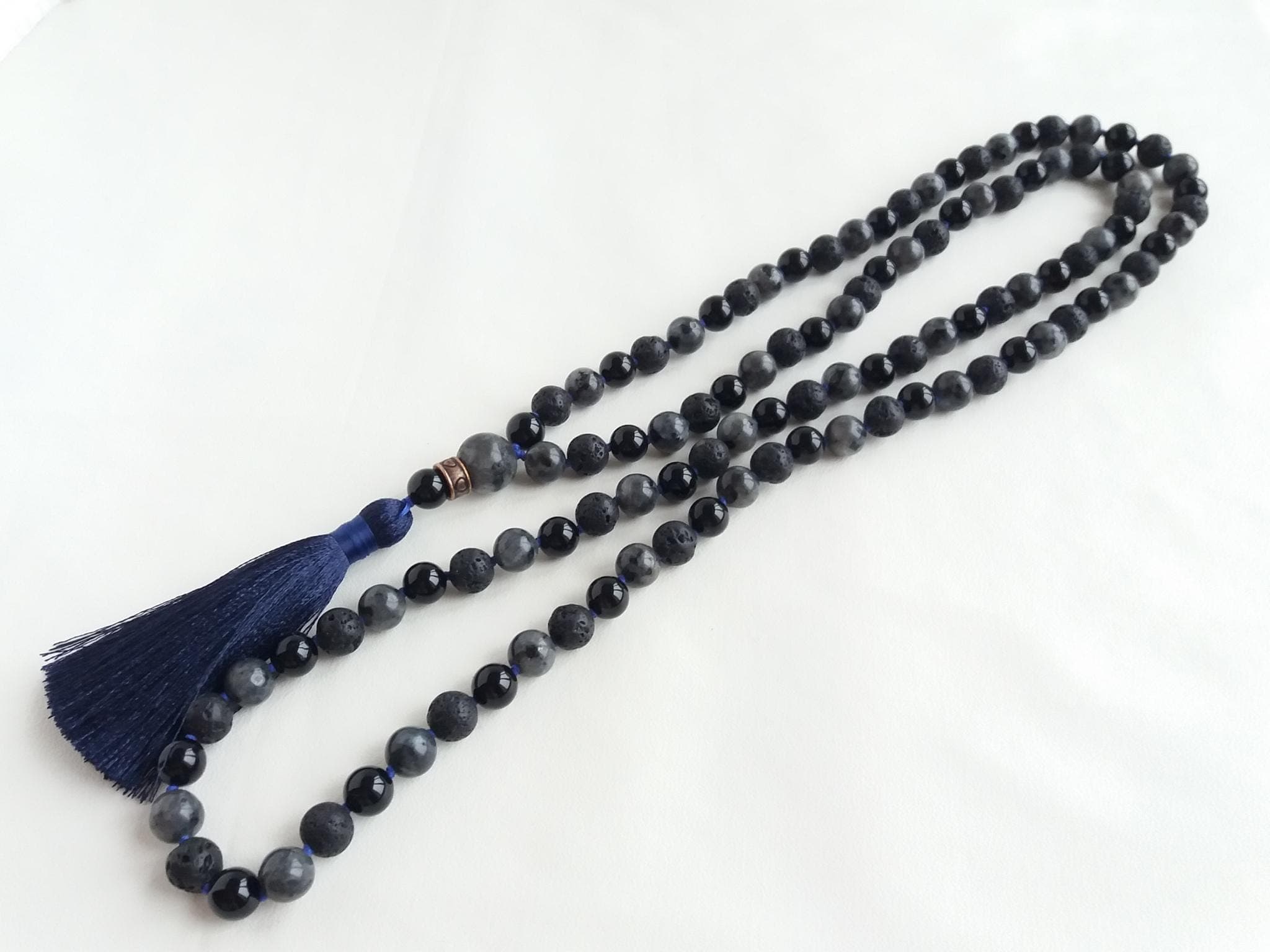 Mala beads 108 8mm Mala Labradorite Buddhist prayer beads Mala beads Lava stone - image 4