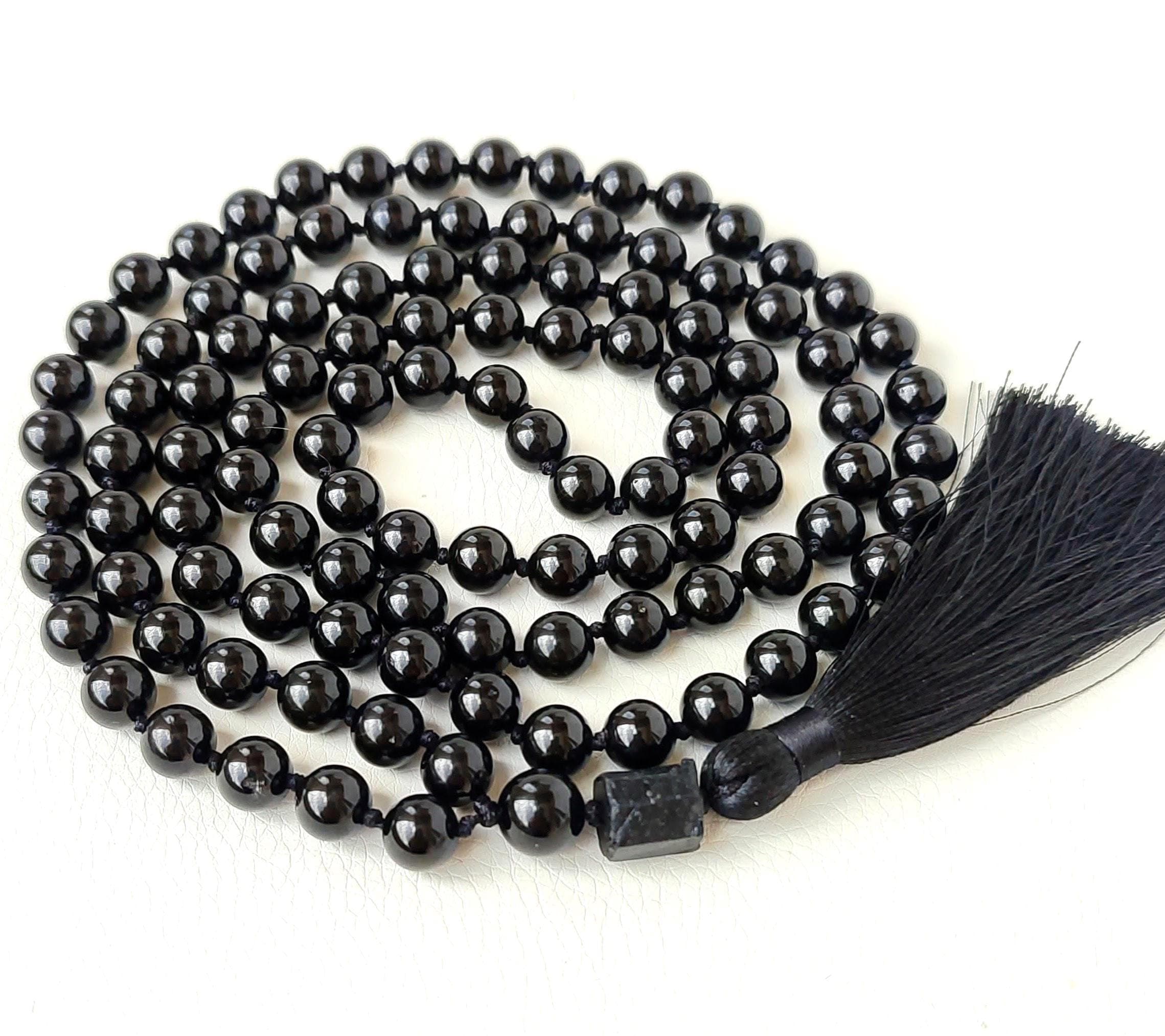 Black Tourmaline mala beads necklace Brayer beads buddhist Mala beads 108 8mm - image 3