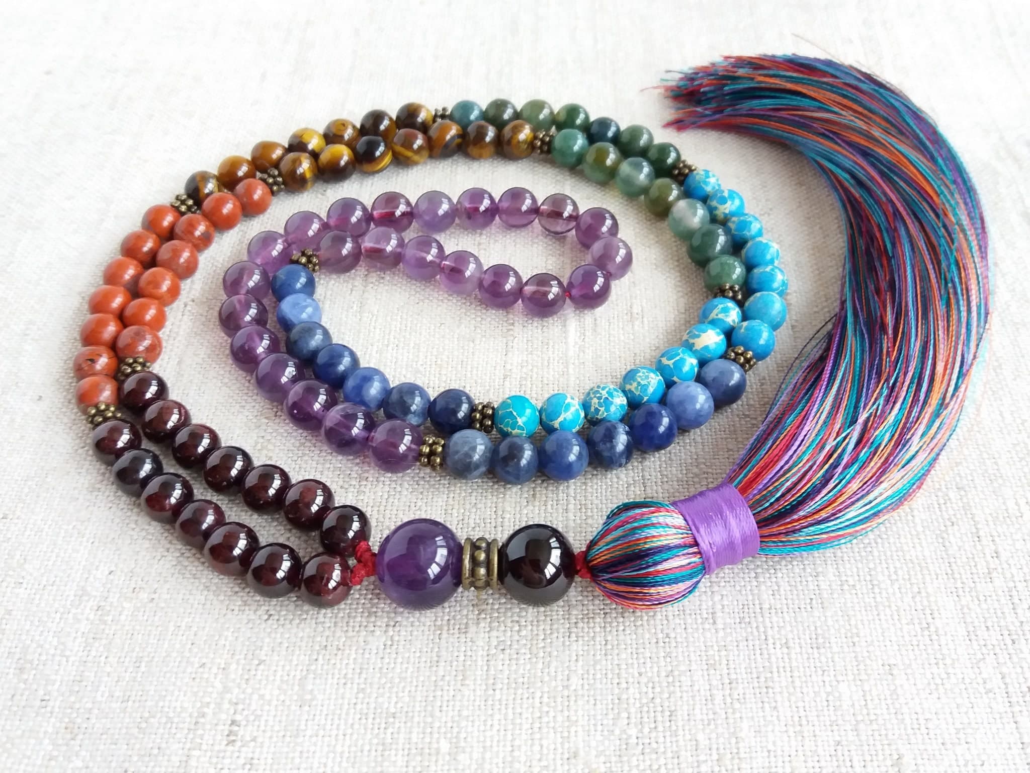 Chakra mala necklace Prayer beads necklace Mala beads 108 necklace