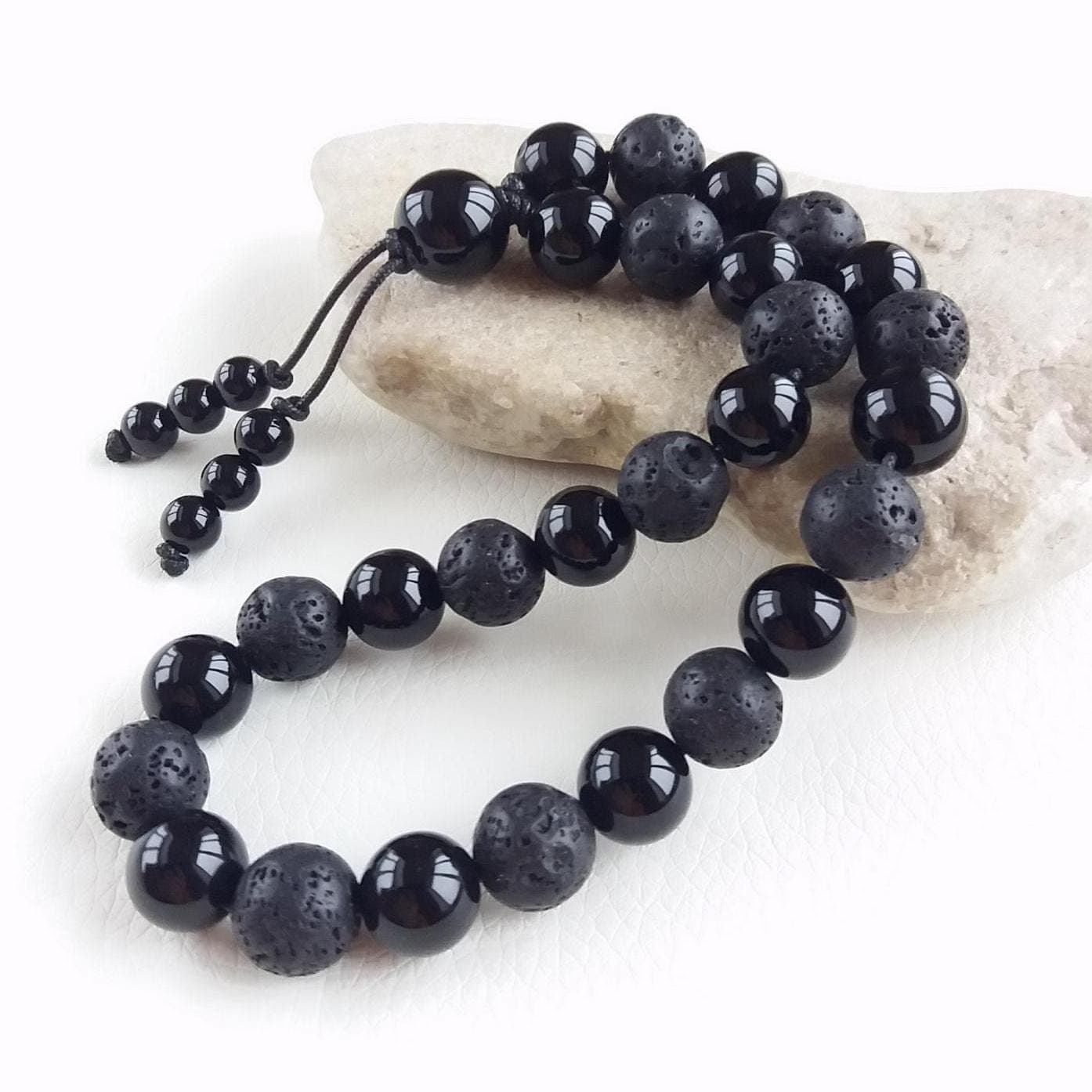 Black onyx mala beads Lava stone mala beads 27 prayer beads Pocket mala Buddhist mala beads