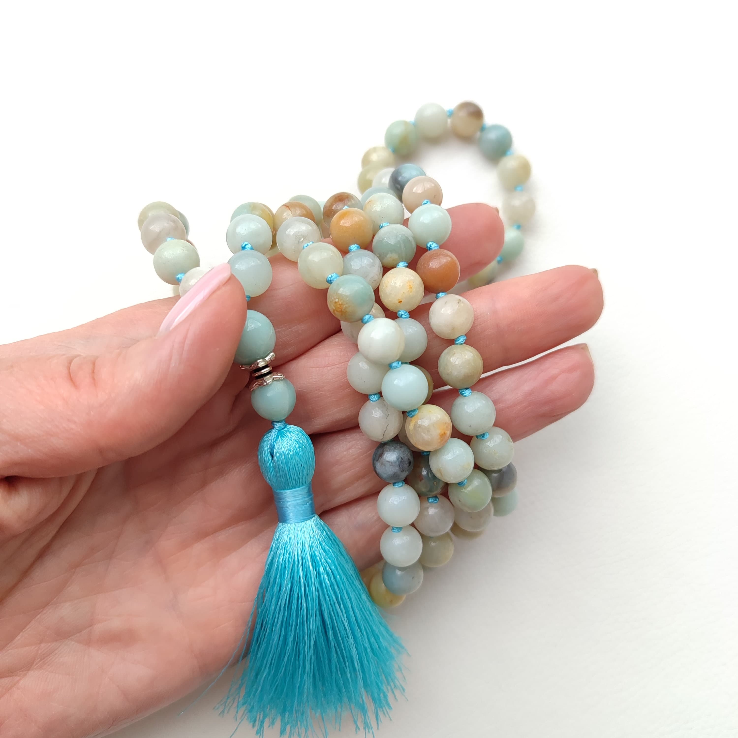Amazonite mala necklace 108 mala beads Hand knotted mala Buddhist prayer beads - image 3