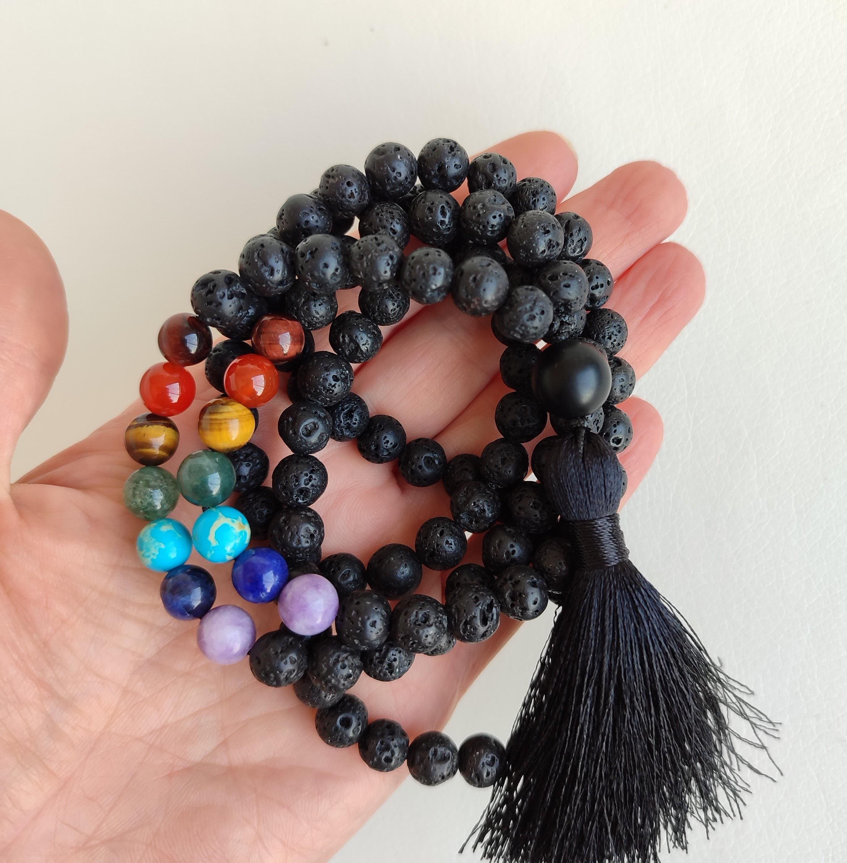 108 beads mala Chakra mala necklace Lava stone mala necklace Prayer beads buddhist - image 4