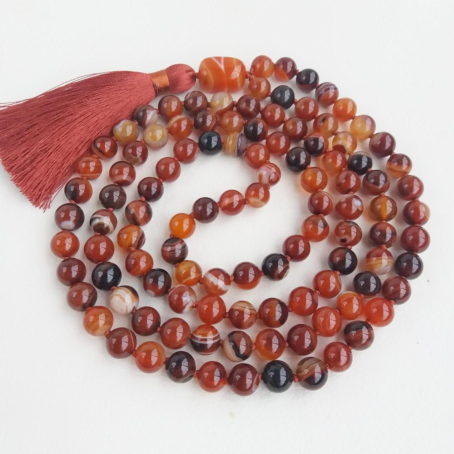 Carnelian mala necklace Orange mala beads Prayer beads buddhist 108 mala beads knotted