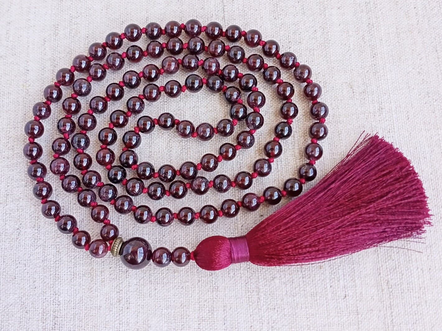 Garnet mala beads Knotted mala 108 Buddhist prayer beads Japa mala beads - image 3