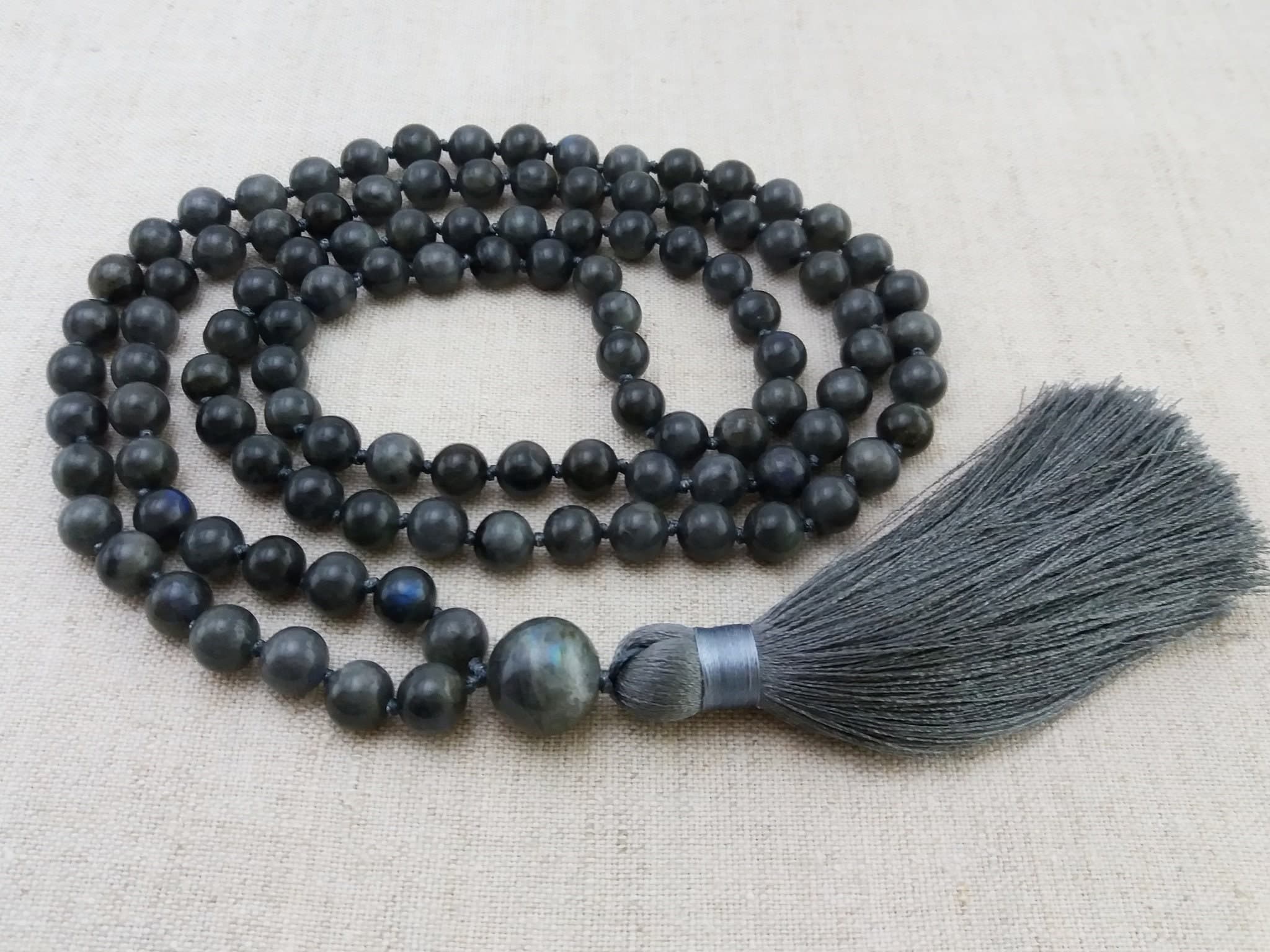 Labradorite mala beads Hand knotted mala Prayer beads buddhist - image 5