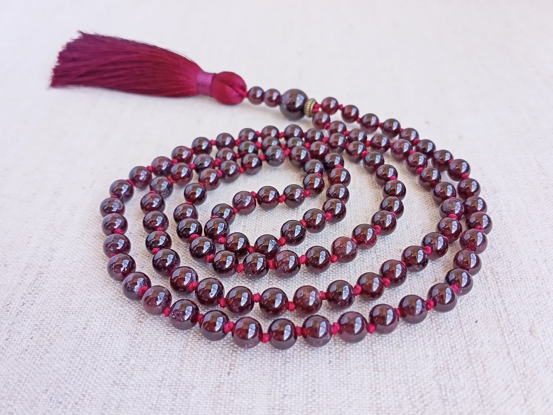 Garnet mala beads Knotted mala 108 Buddhist prayer beads Japa mala beads - image 5