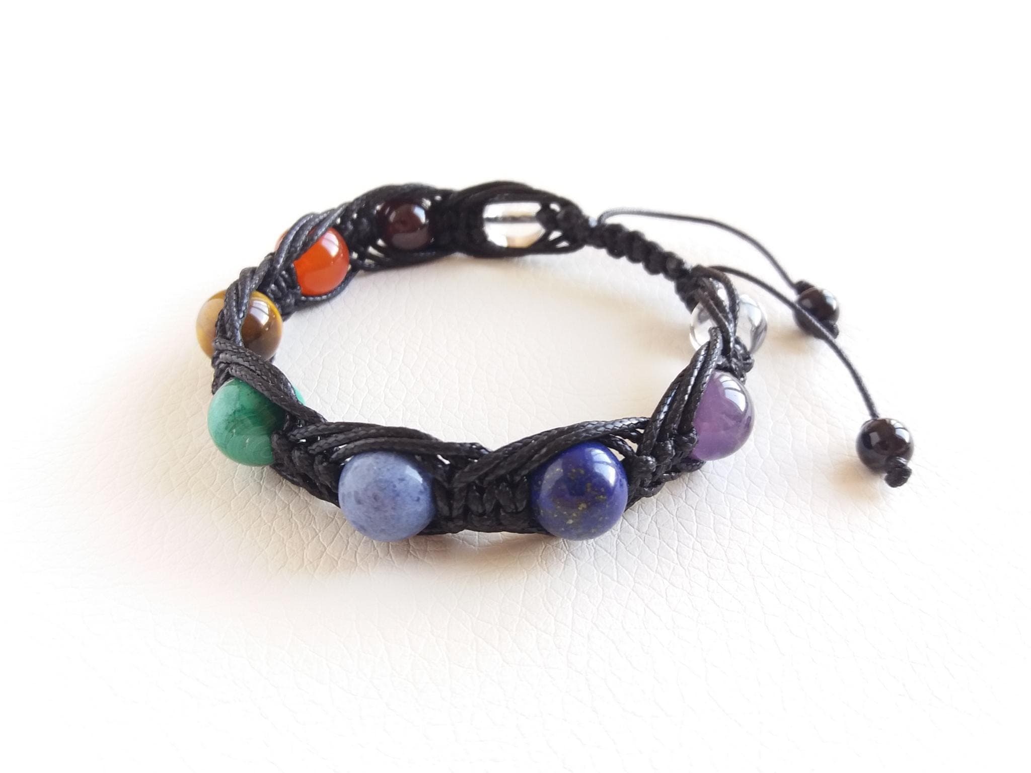 Chakra bracelet mens Braided bracelet with stone Chakra healing bracelet natural - image 3