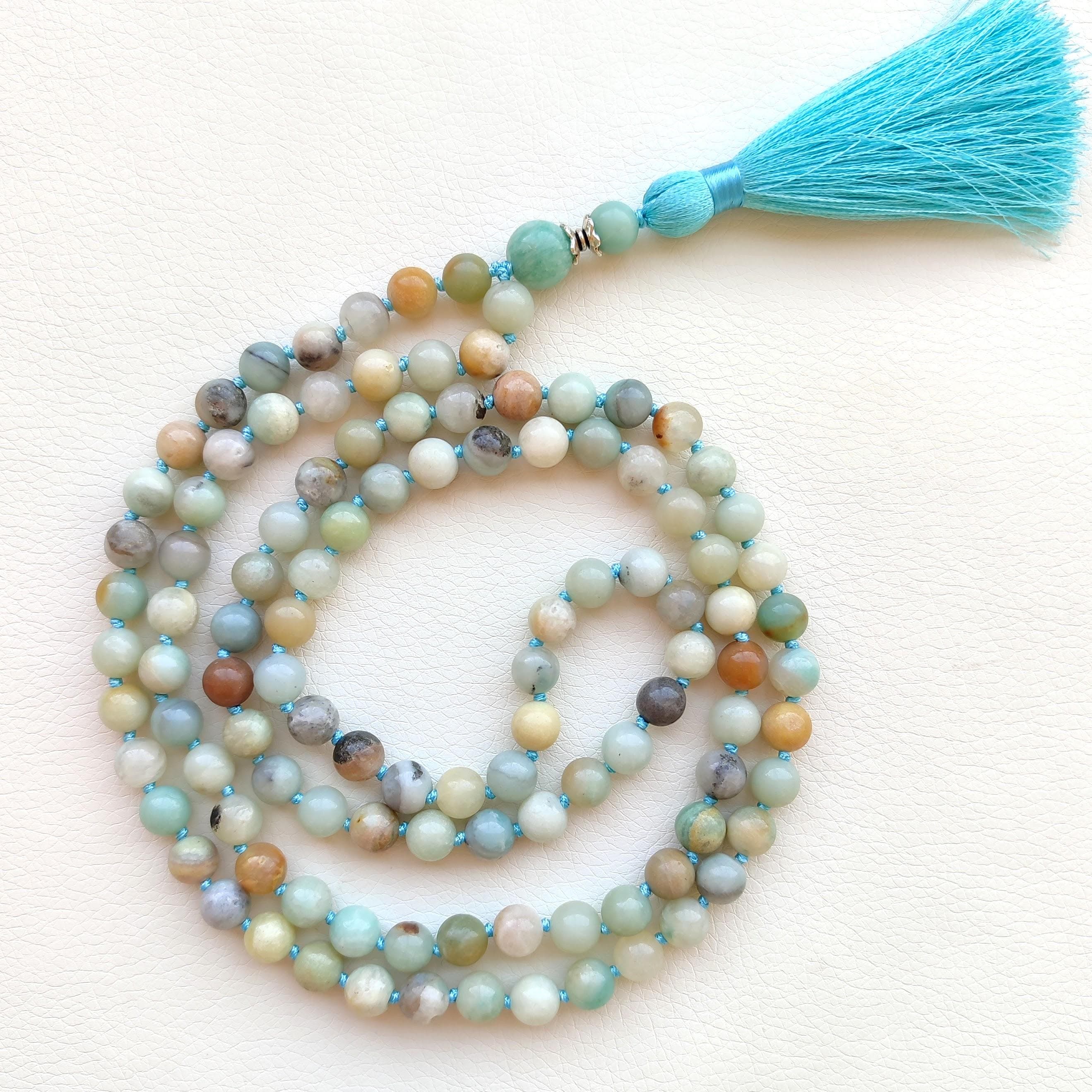 Amazonite mala necklace 108 mala beads Hand knotted mala Buddhist prayer beads - image 5