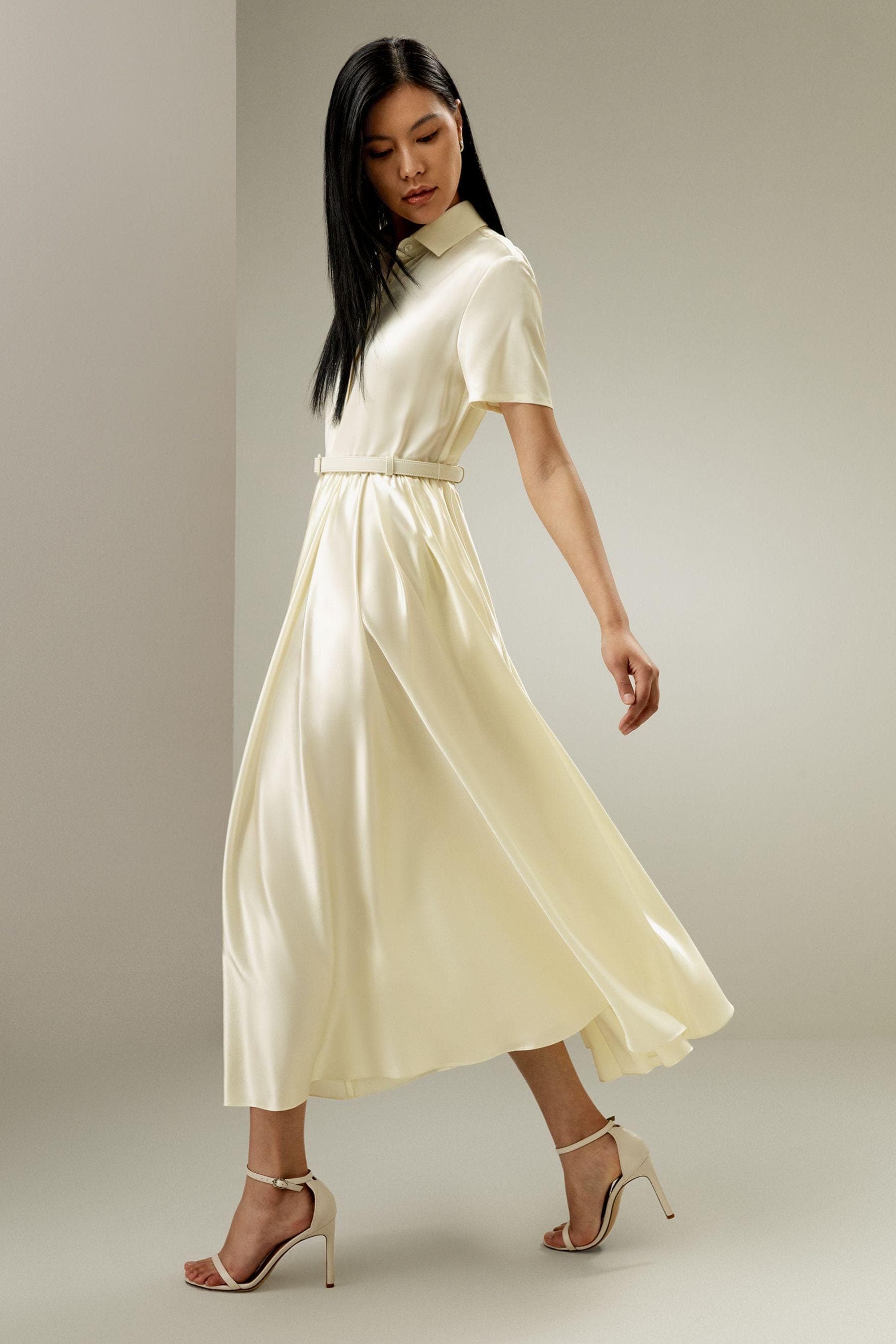 Elegant Ivory Satin Dress | Modest Satin Dress for Special Occasions | Modest fashion custom made available | Midi satin modest dress - image 3
