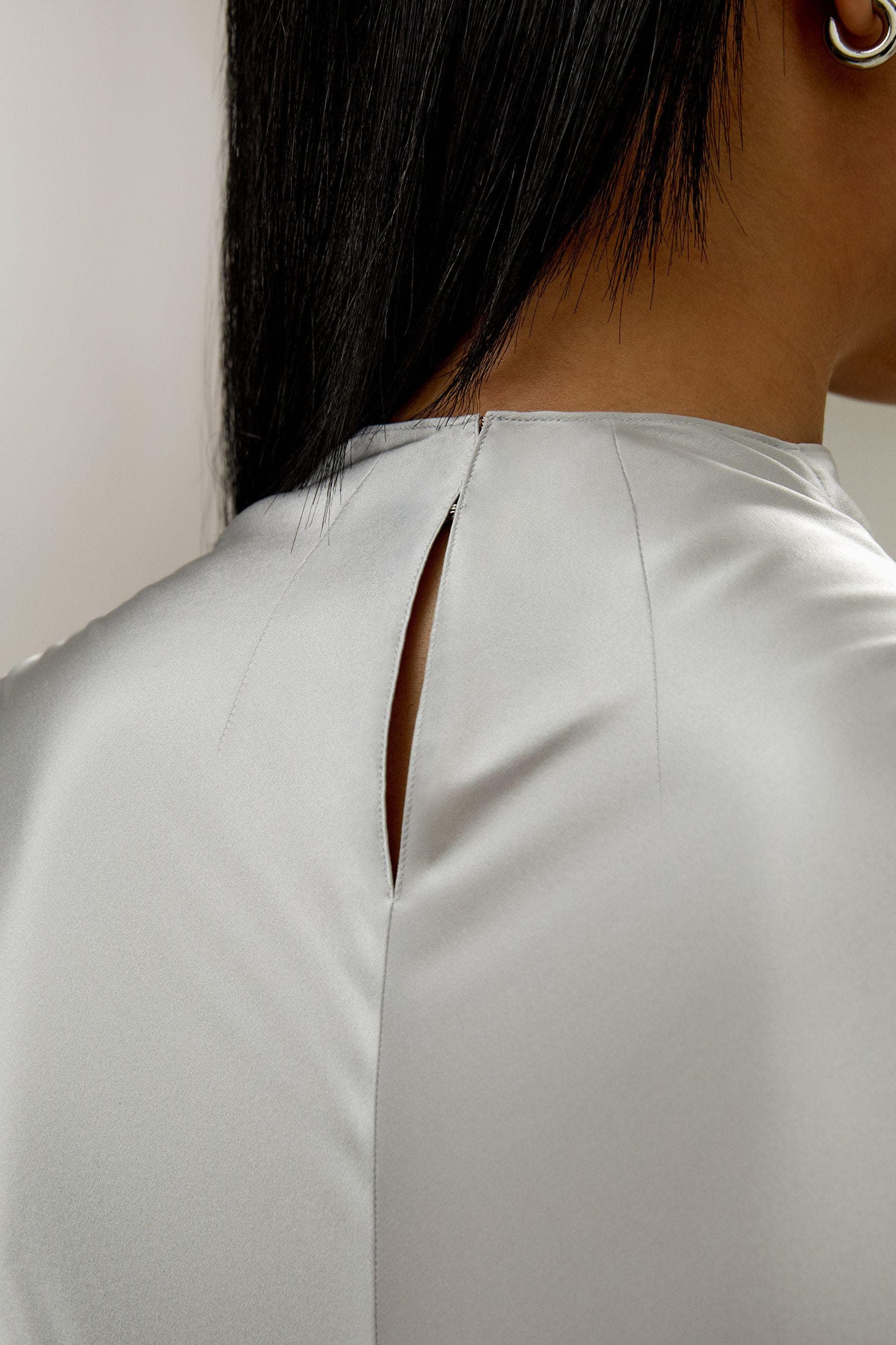 Oblique Wave Satin Blouse in Silver Grey | Modest top | Modest fashion | Custom made available | Other colours available | Long sleeve top. - image 3