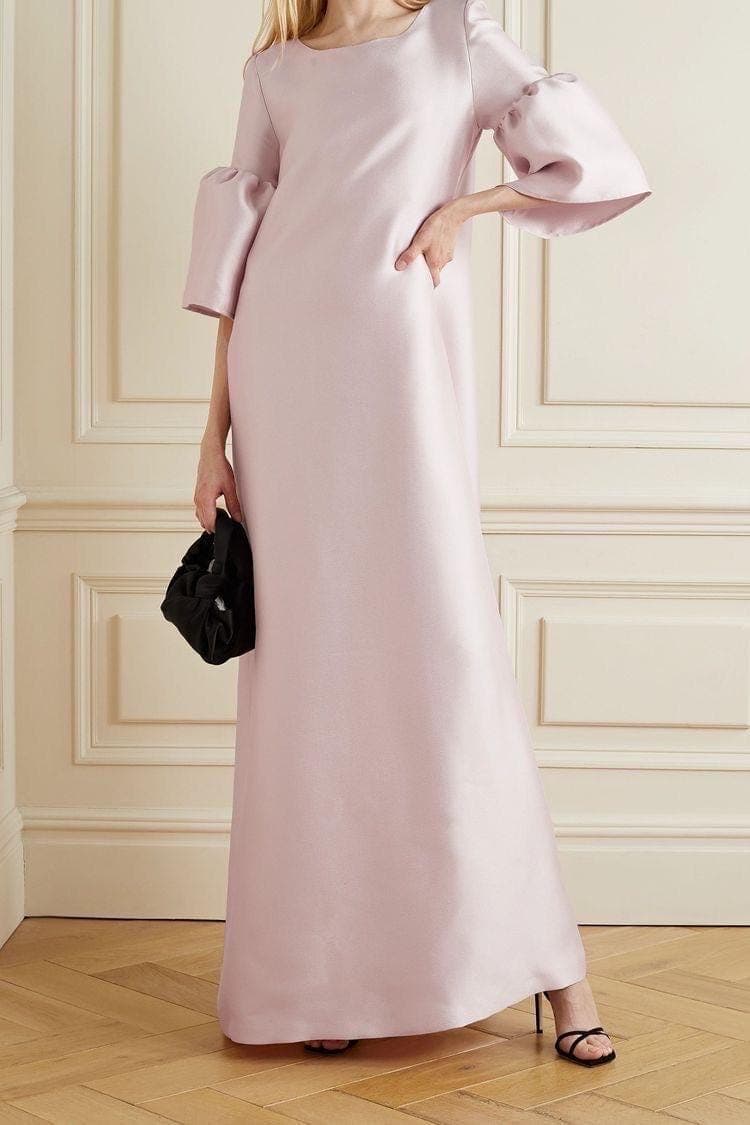 Straight silhouette gown | Modest Satin Dress for Special Occasions | Modest fashion | custom made available | Midi satin modest dress - image 4