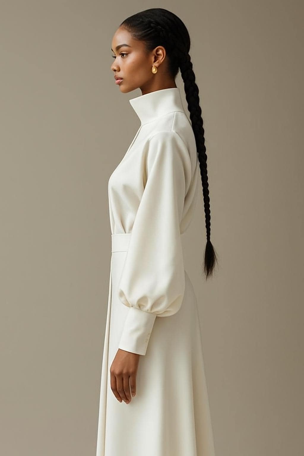 Elegant High-Collar Ivory Maxi Dress | Modest Gown | Modest fashion - image 3
