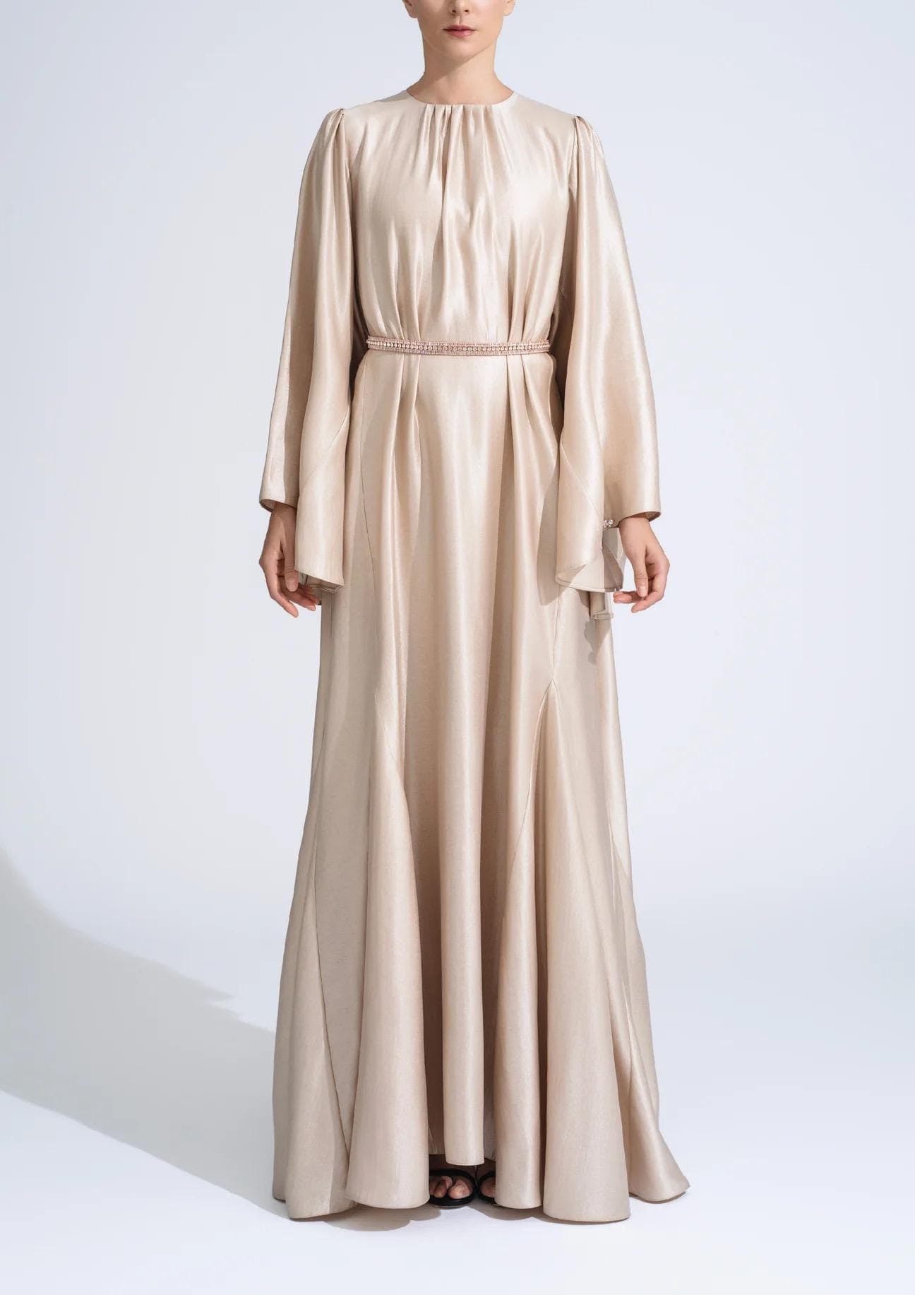 Crepe  Satin A-line Gown | Modest Fashion | Tzinut outfits | Shabbat dress | Taffeta clothing | Customisable