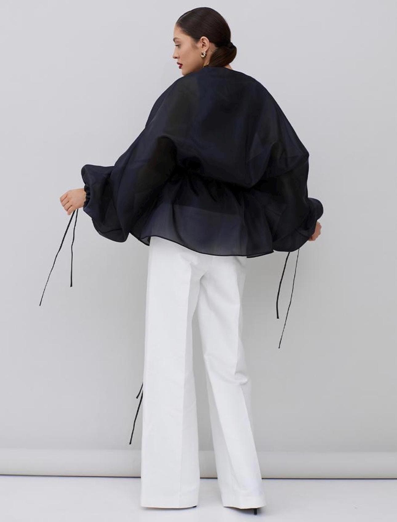 Matte Organza blouse black | Can be lined | modest top |Business style blouse| Tzinut clothing | Minimalist design | Custom made - image 5