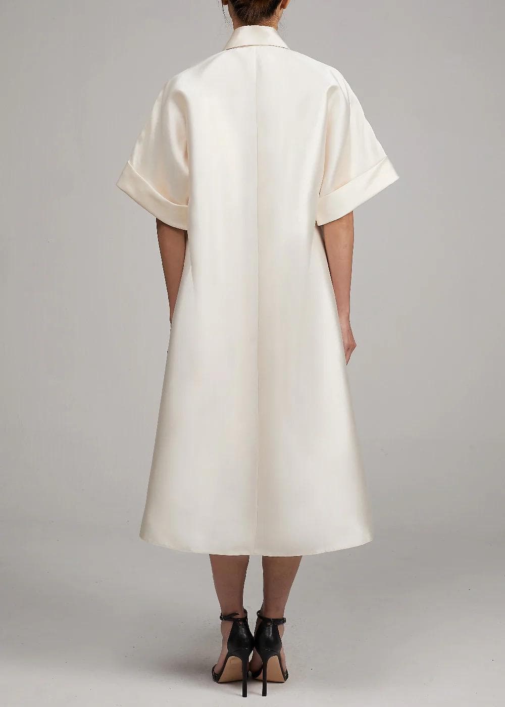 A-line silhouette off white taffeta dress | Modest Satin Dress for Special Occasions | Modest fashion | custom made available | - image 4