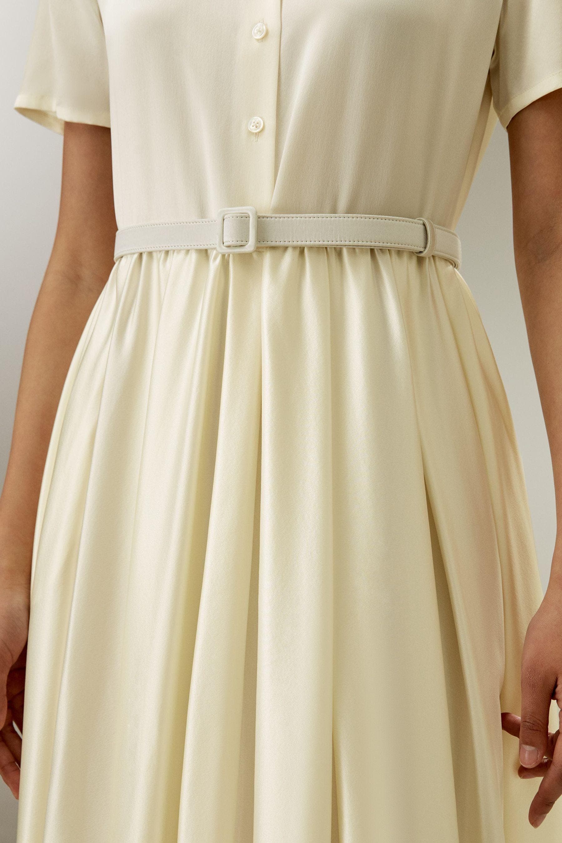 Elegant Ivory Satin Dress | Modest Satin Dress for Special Occasions | Modest fashion custom made available | Midi satin modest dress - image 4
