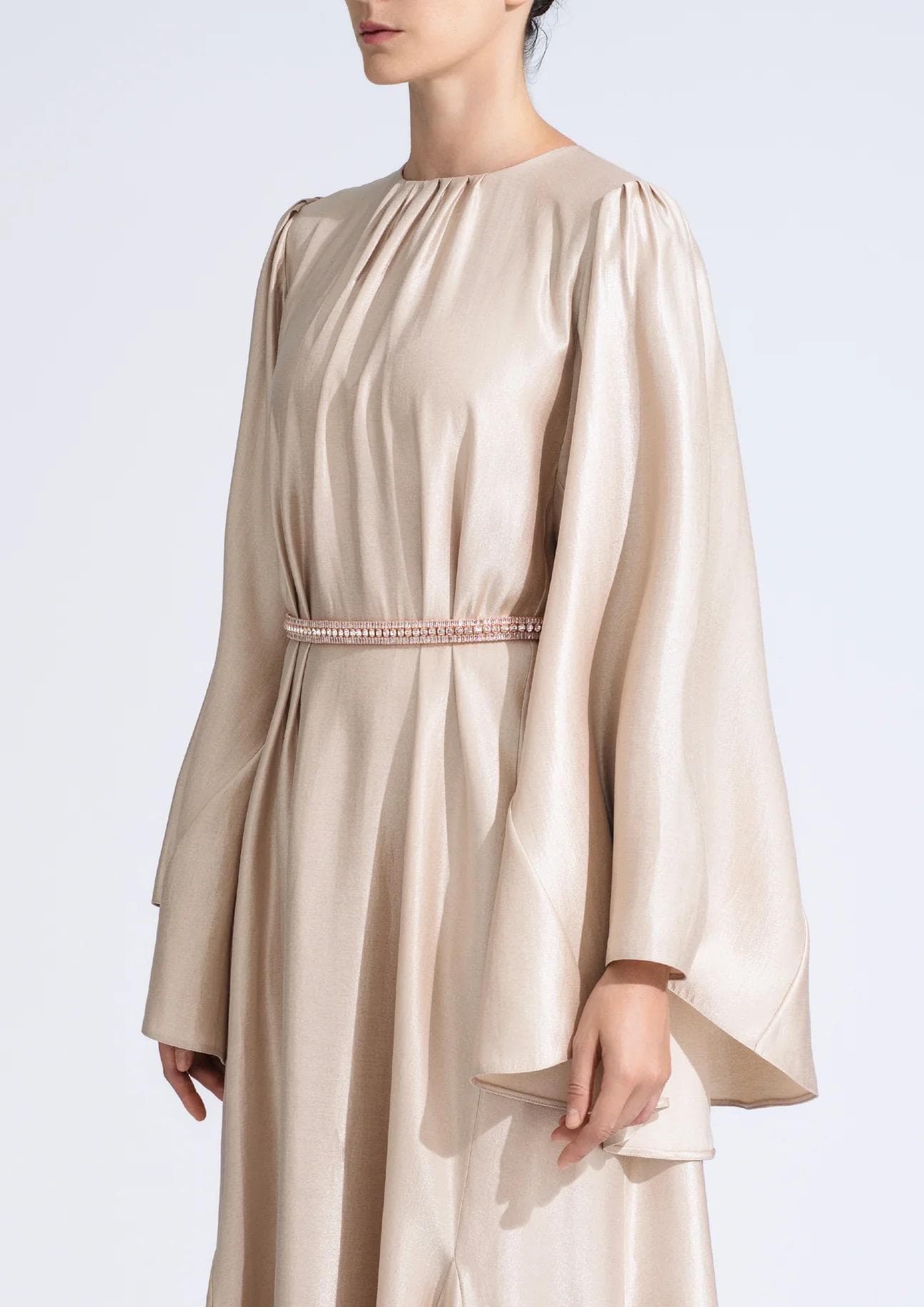 Crepe Satin A-line Gown | Modest Fashion | Tzinut outfits | Shabbat dress | Taffeta clothing | Customisable - image 2