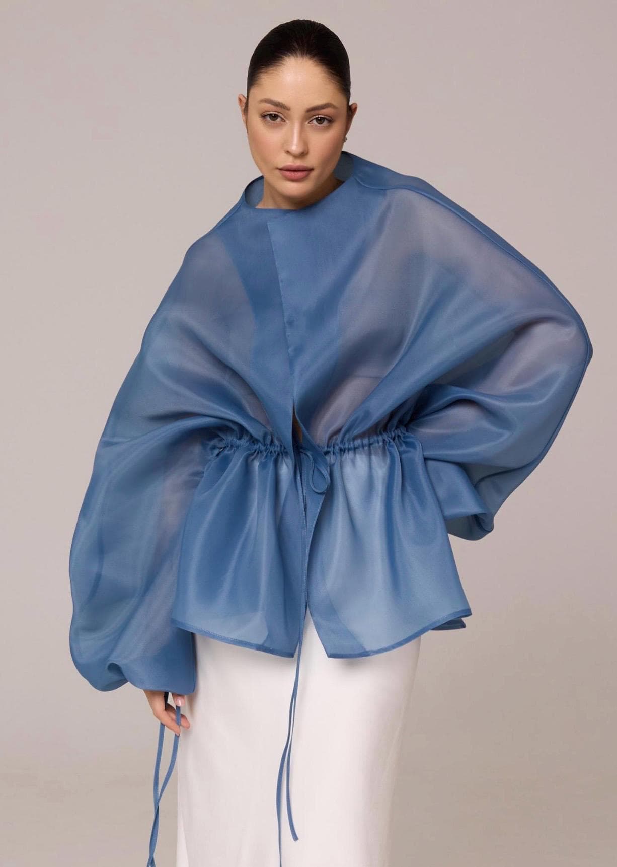 Organza blouse | Can be lined  | modest top |Business style blouse| Tzinut clothing | Minimalist design | Custom made