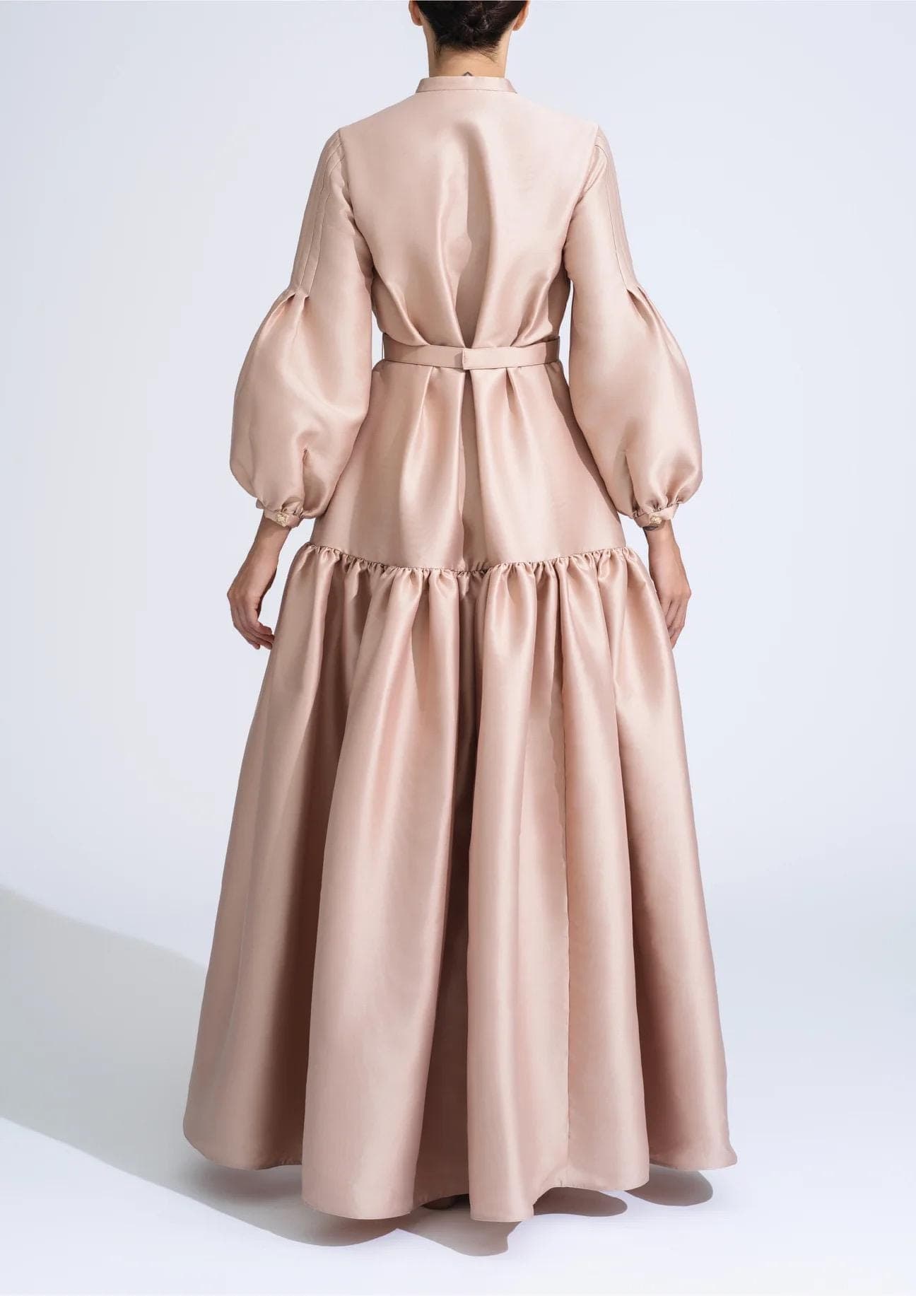 Powder pink puffy sleeves tier dress | Modest Fashion | Tzinut outfits | Shabbat dress | Taffeta clothing | Customisable - image 3