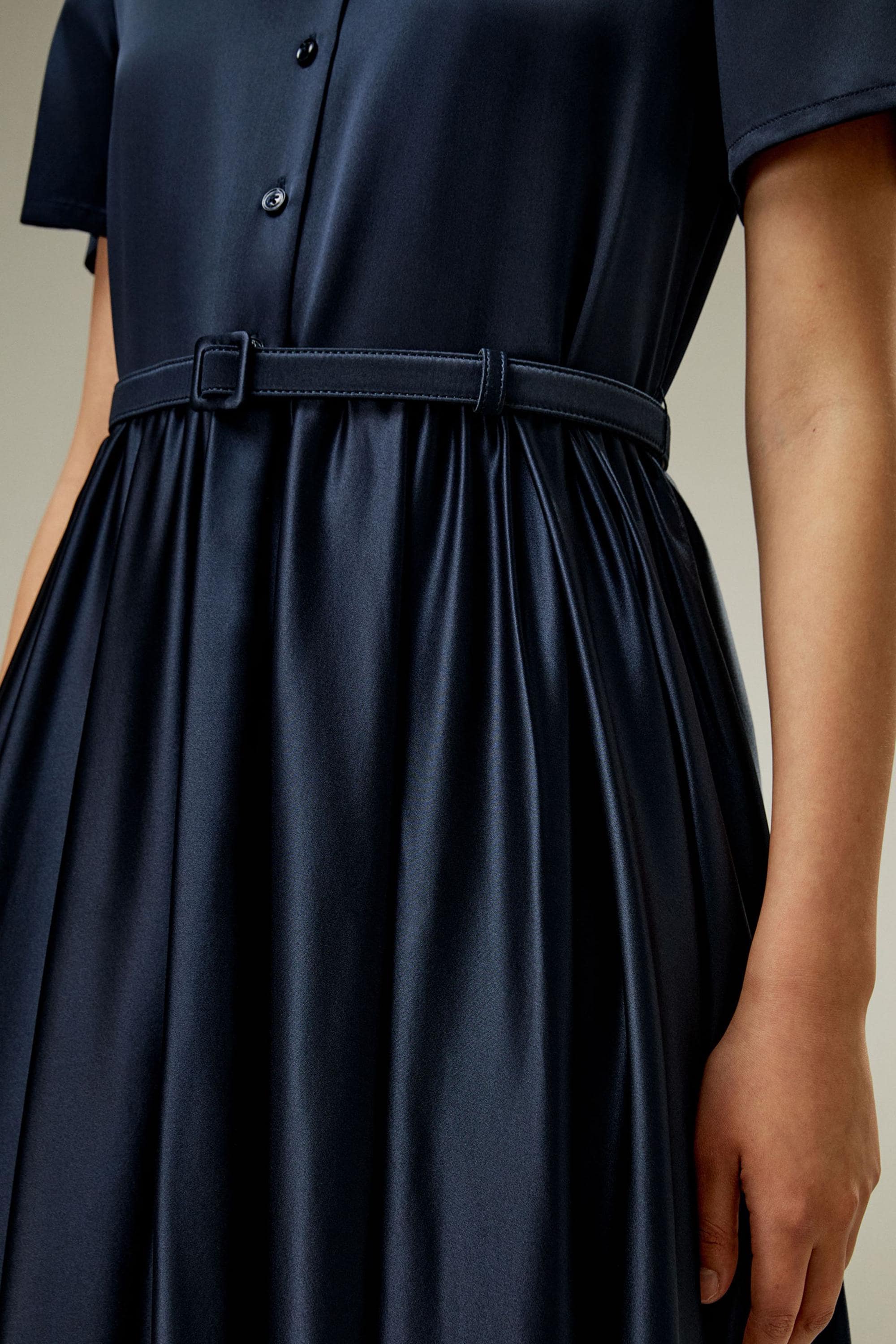 Elegant Navy Satin Dress | Modest Satin Dress for Special Occasions | Modest fashion | custom made available | Midi satin modest dress - image 5