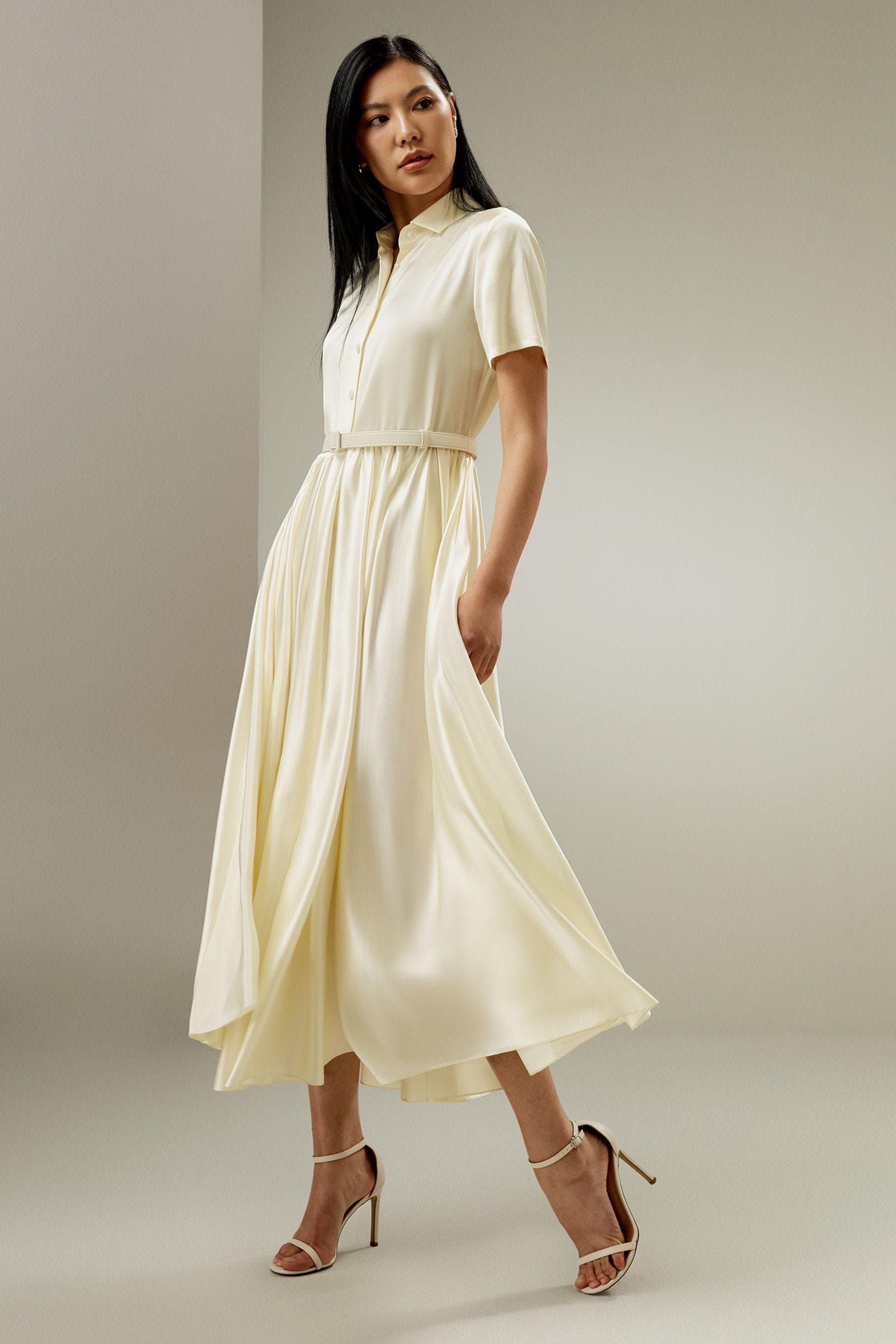 Elegant Ivory Satin Dress | Modest Satin Dress for Special Occasions | Modest fashion custom made available | Midi satin modest dress - image 5
