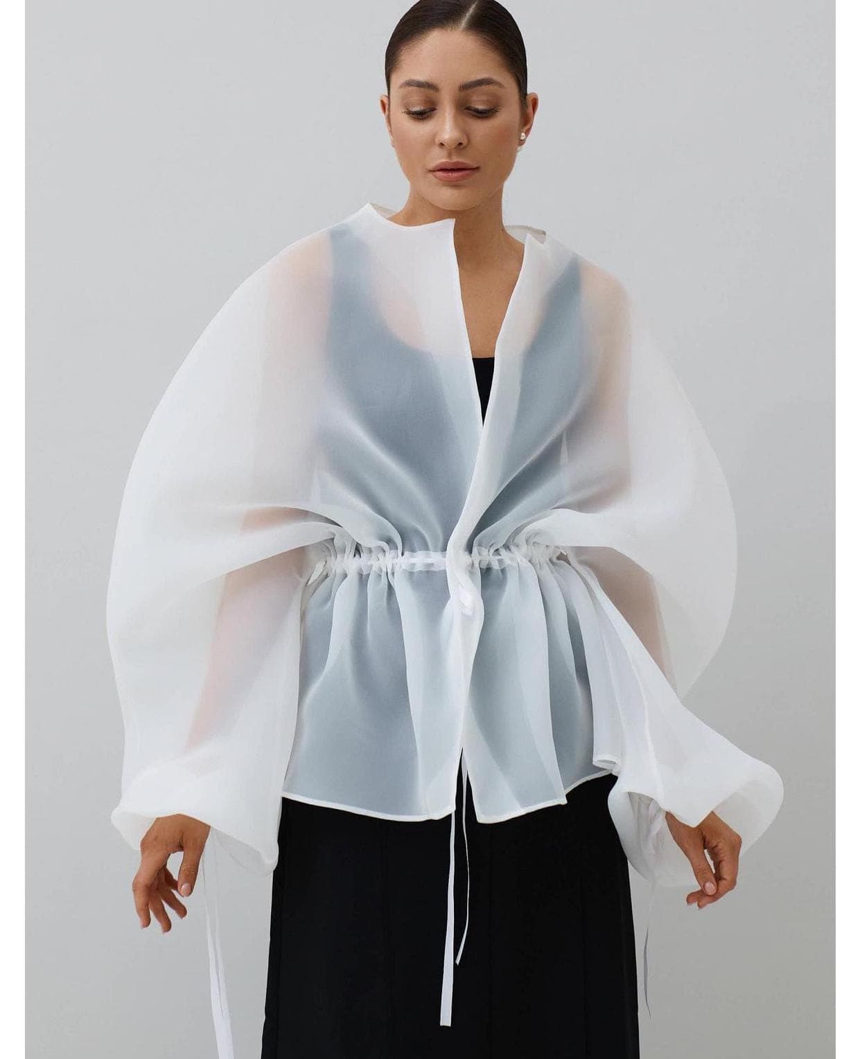 Matte Organza blouse | Can be lined | modest top |Business style blouse| Tzinut clothing | Minimalist design | Custom made