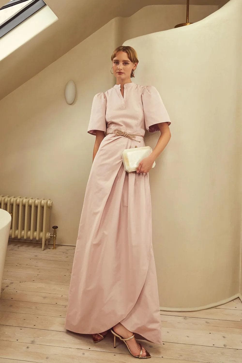 Taffeta blush pink dress | Modest Satin Dress for Special Occasions | Modest fashion | custom made available | Midi satin modest dress