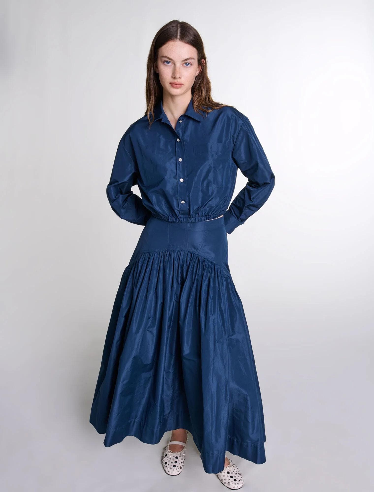 Taffeta 2 pcs set | Full skirt and shirt top | | Tzinut Fashion | Modest Gown | Shabbat outfits | Custom made available |