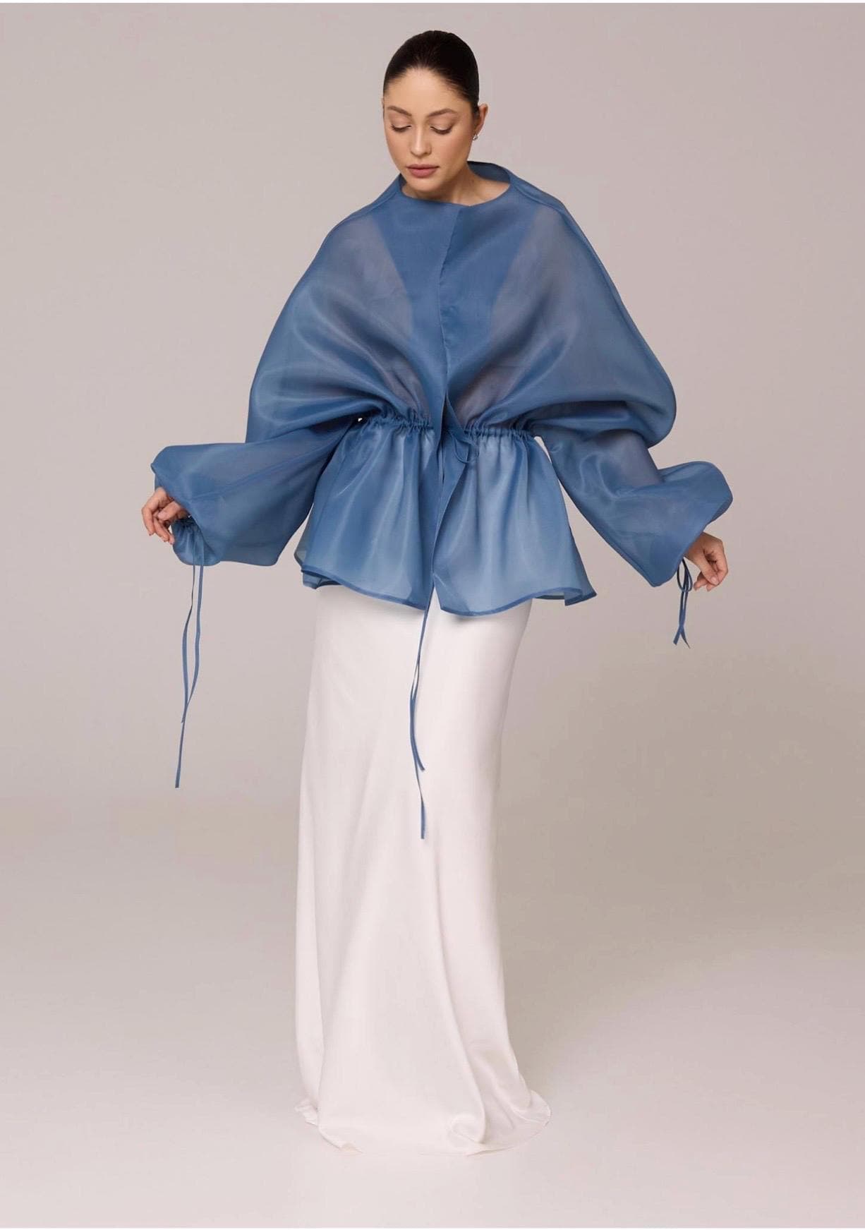 Organza blouse | Can be lined | modest top |Business style blouse| Tzinut clothing | Minimalist design | Custom made - image 3