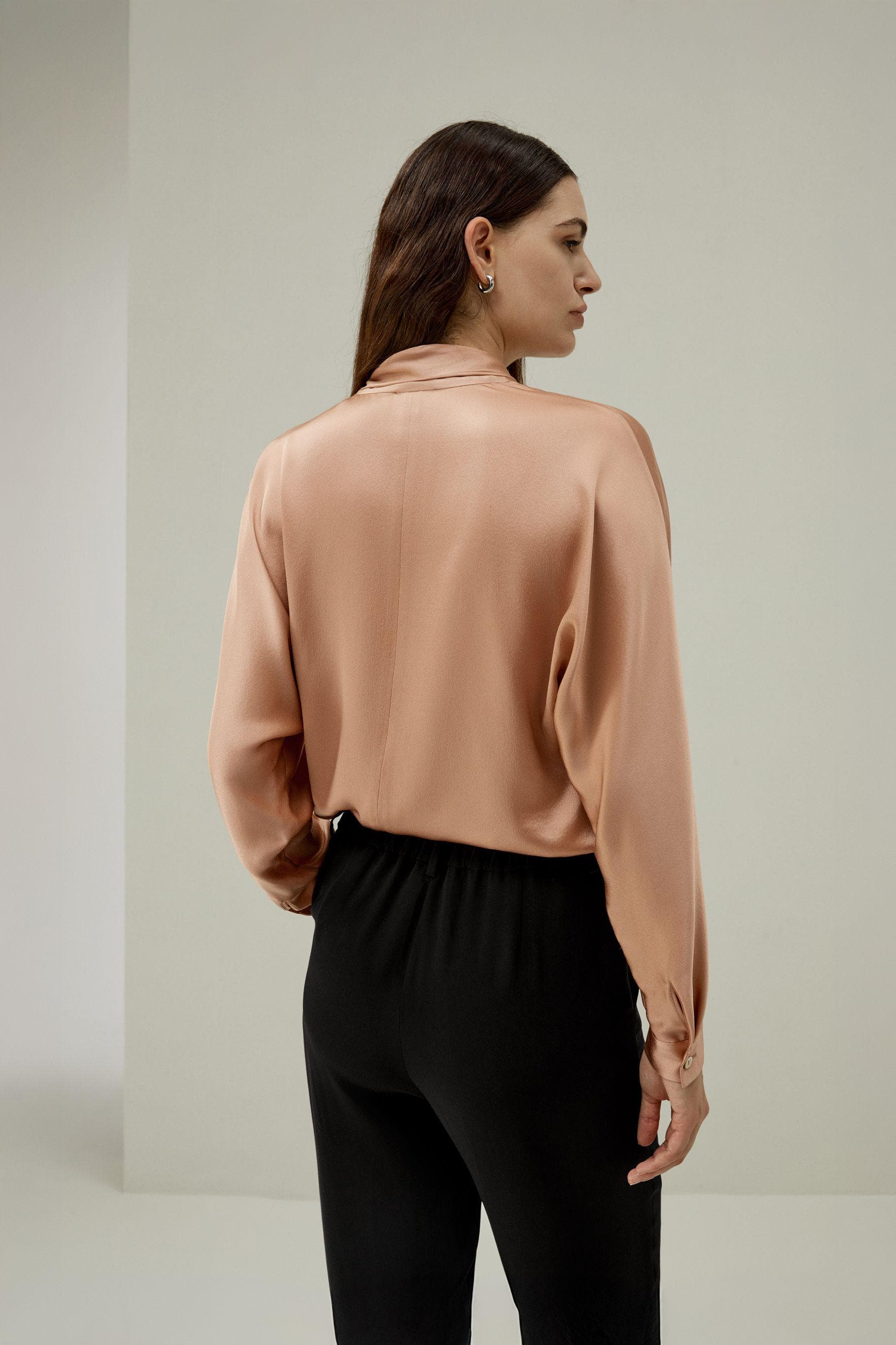 Chic Bat Sleeve satin Top with Adjustable Neck Tie | Modest Fashion | Elegant business outfits| shabbat outfits|custom made available - image 5