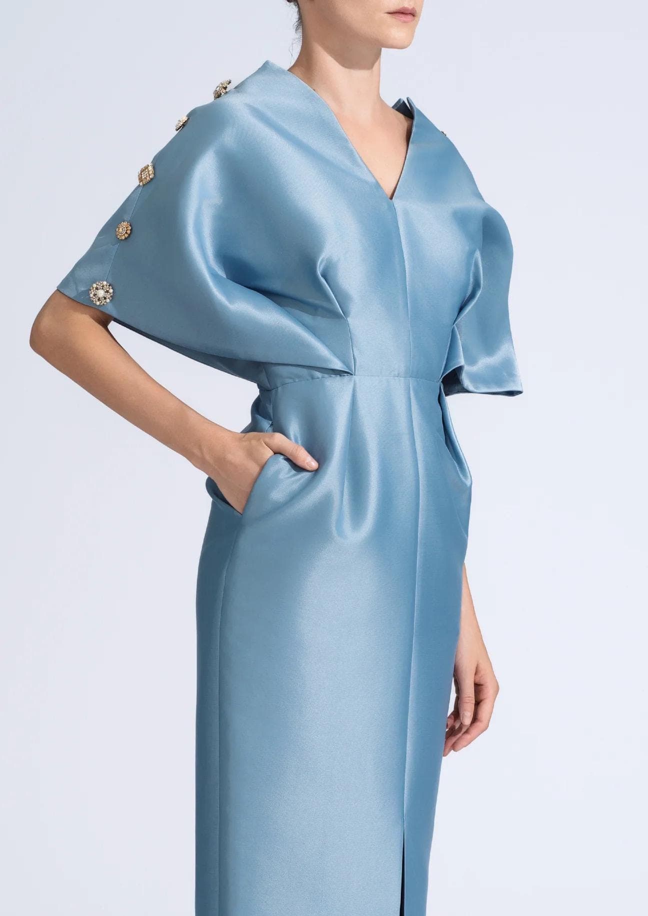 Pencil  silhouette baby gown  | Modest Satin Dress for Special Occasions | Modest fashion | custom made available | Midi satin modest dress