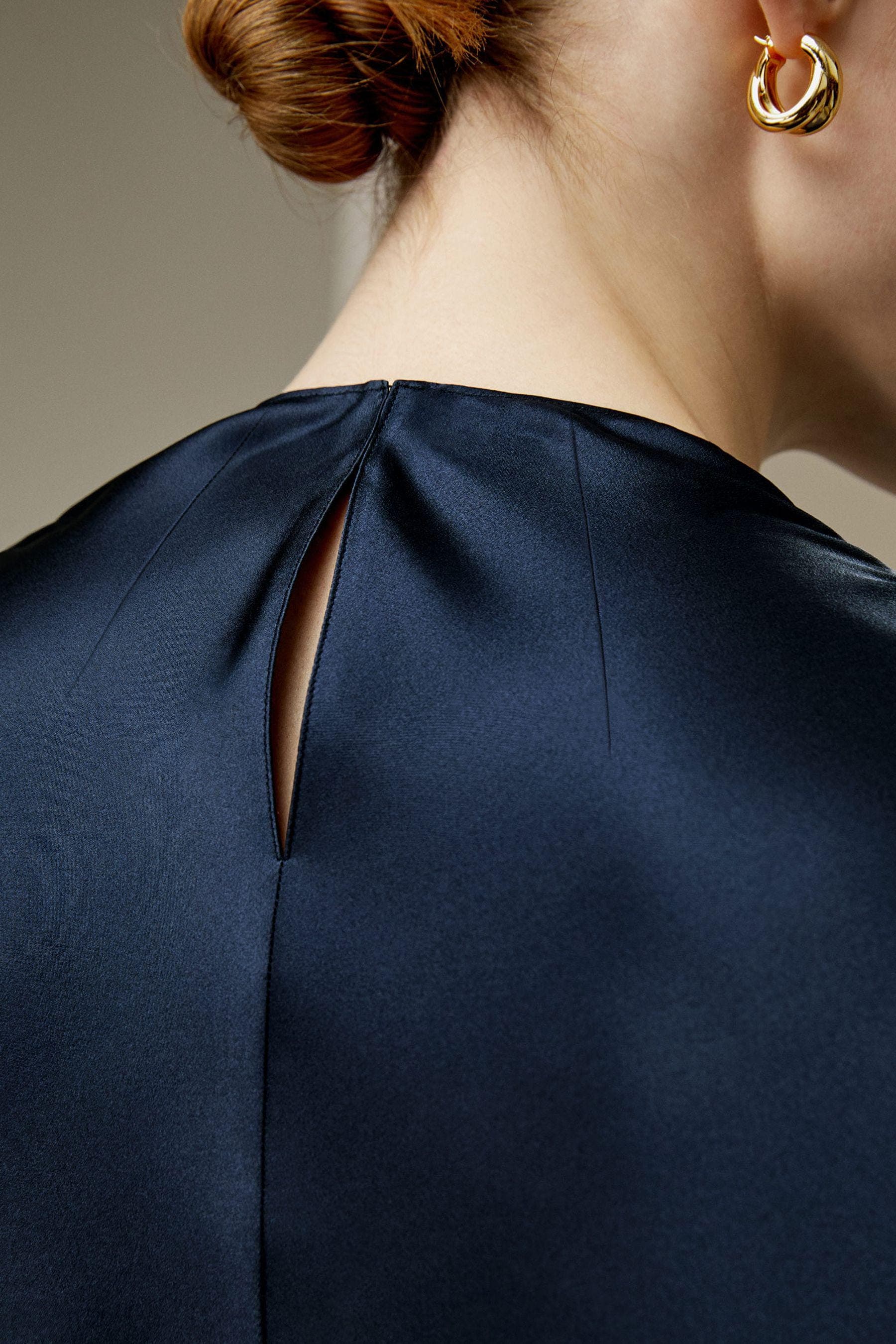 Oblique Wave Satin Blouse in Navy | Modest top | Modest fashion | Custom made available | Other colours available | Long sleeve top. - image 4