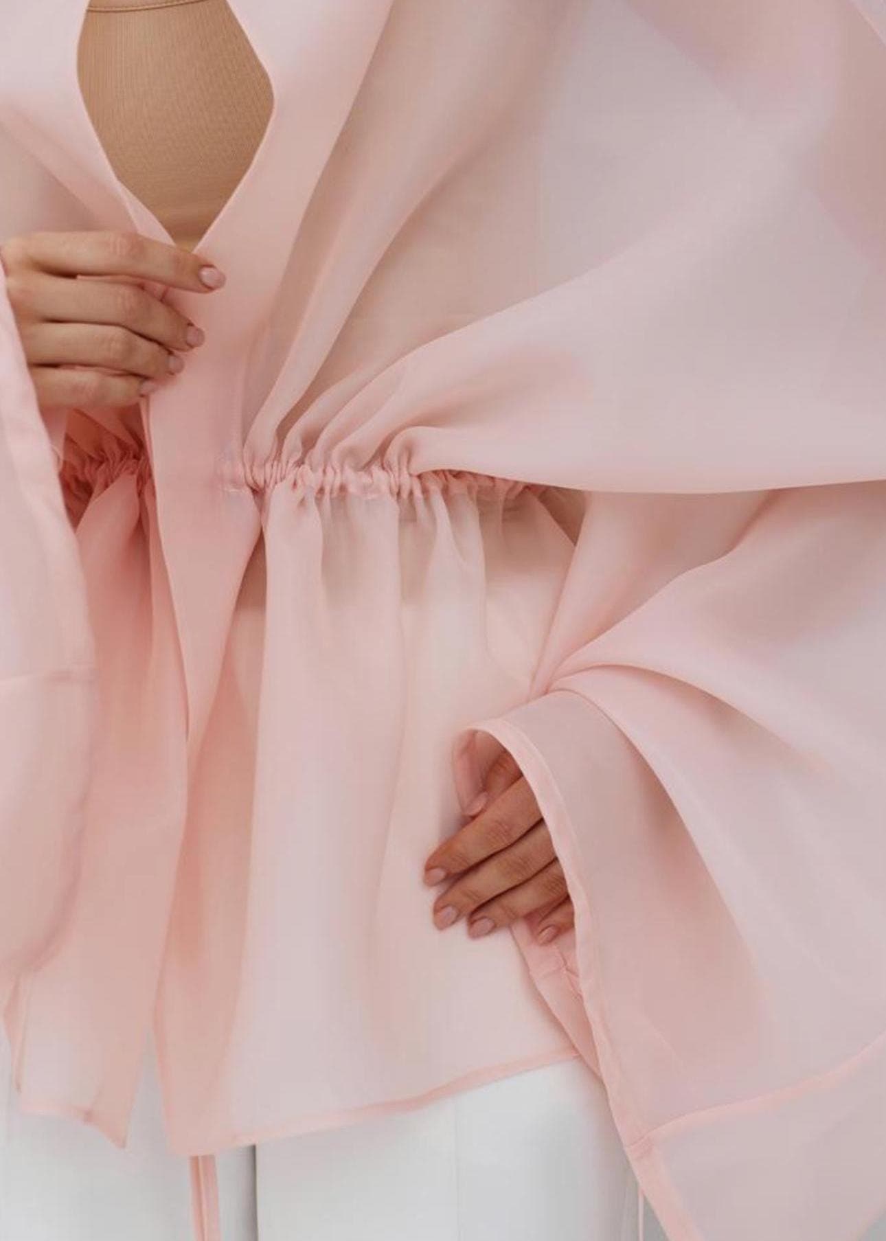 Matte Organza blouse Pink | Can be lined | modest top |Business style blouse| Tzinut clothing | Minimalist design | Custom made - image 5
