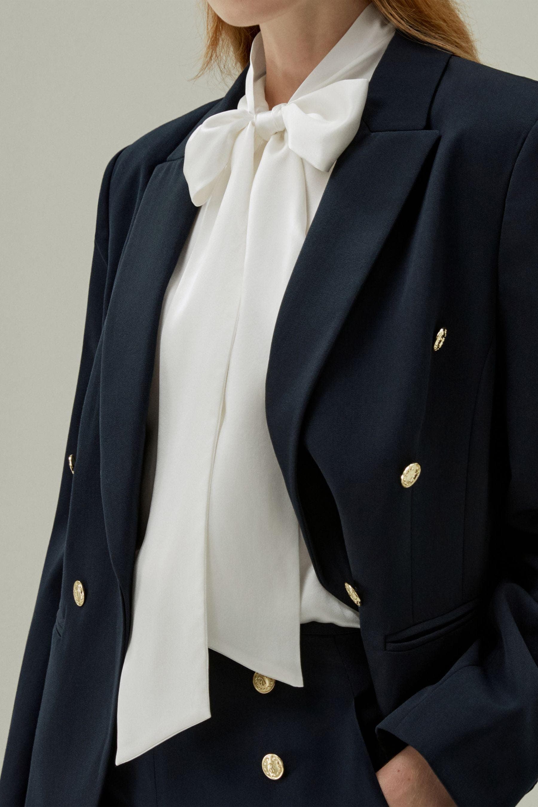 Women Bow-tie Neck Silk Blouse in OFF white | Modest Fashion |Made to measure available|More colours available |Tzinut Styles |Kosher outfit - image 4