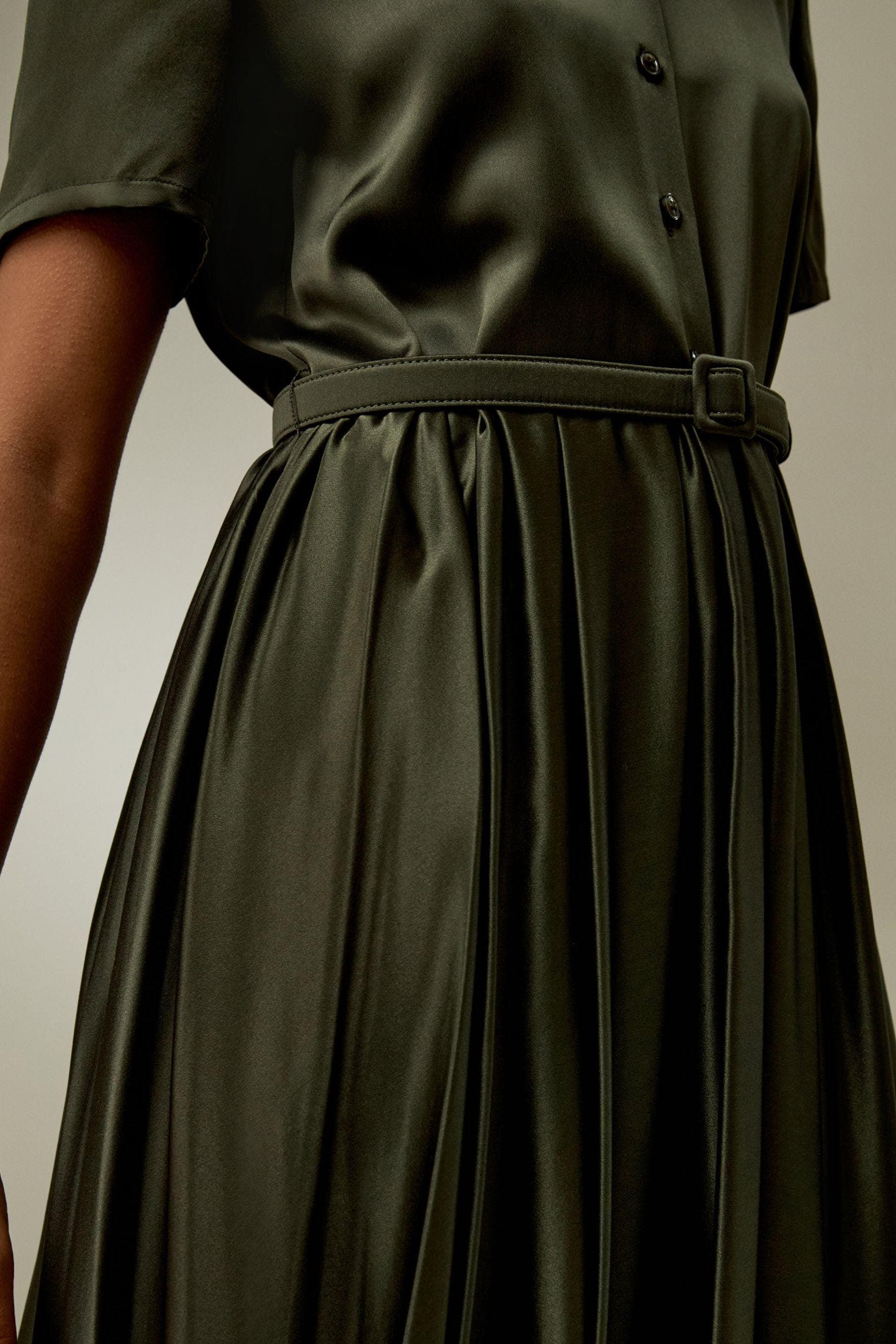 Elegant Dark Green Satin Dress|Modest Satin Dress for Special Occasions |  Modest fashion |  custom made available | Midi satin modest dress - image 2