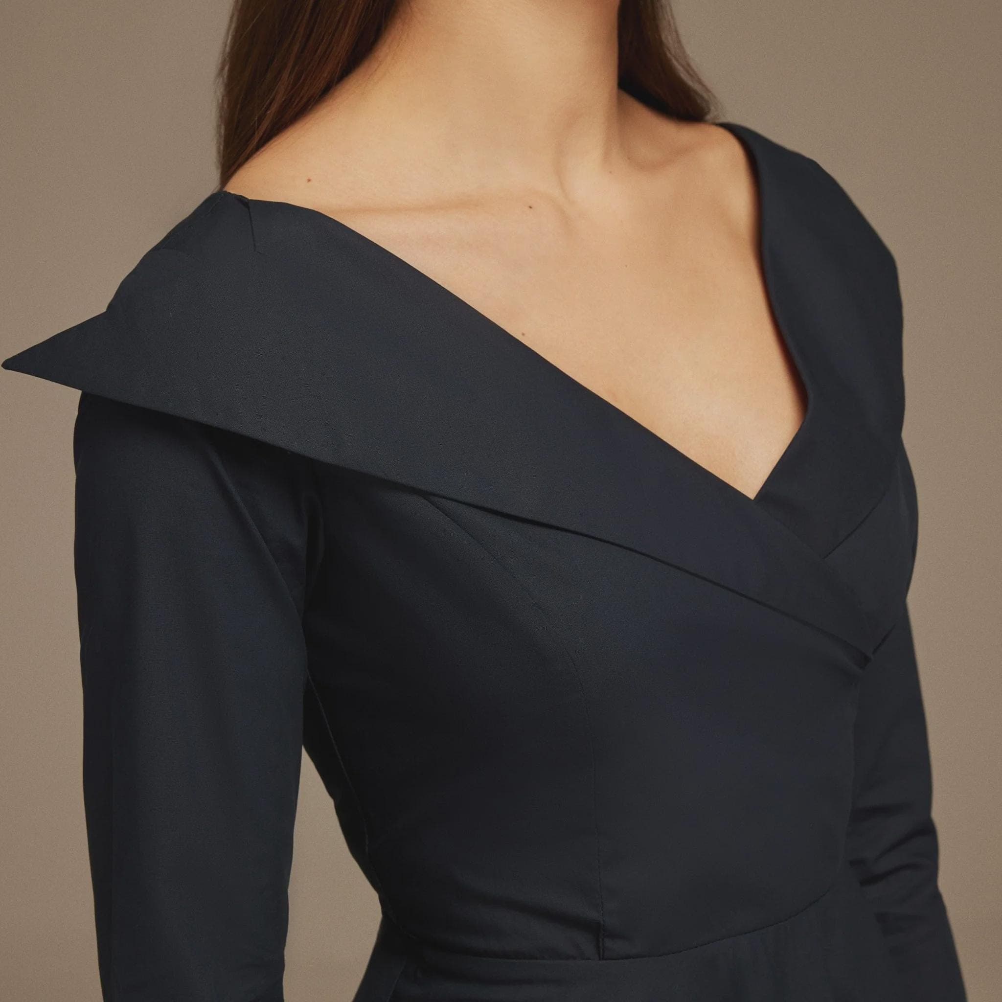 Black Wide Neck Long Sleeve Midi Dress | Modest Gown | Shabbat outfits | Custom made available | More colours available| Mother of Bride - image 4