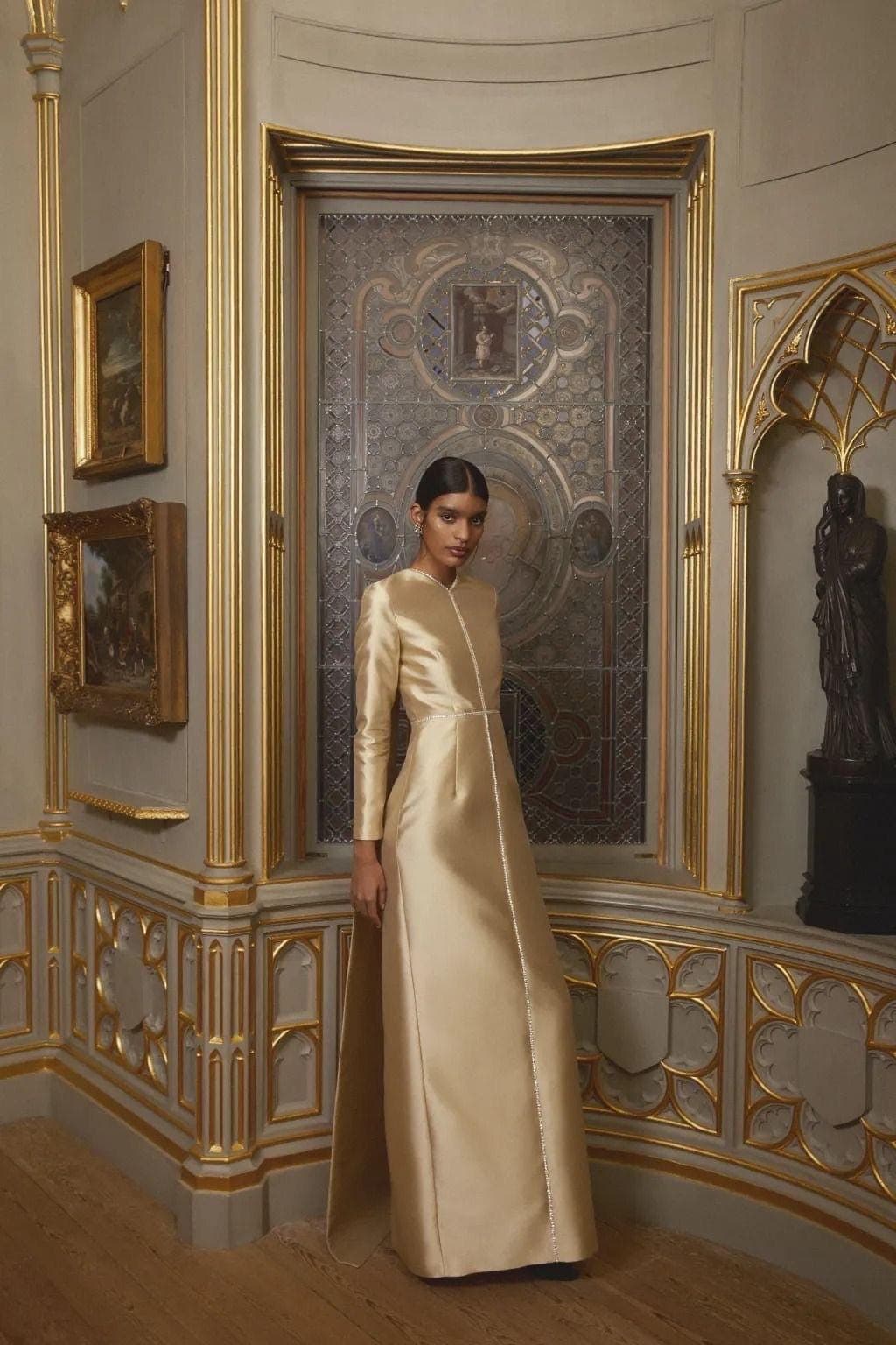 A line strong satin dress cream  | Tzinut Fashion | Modest Clothing | Modest Gowns | More colours available | Custom made available