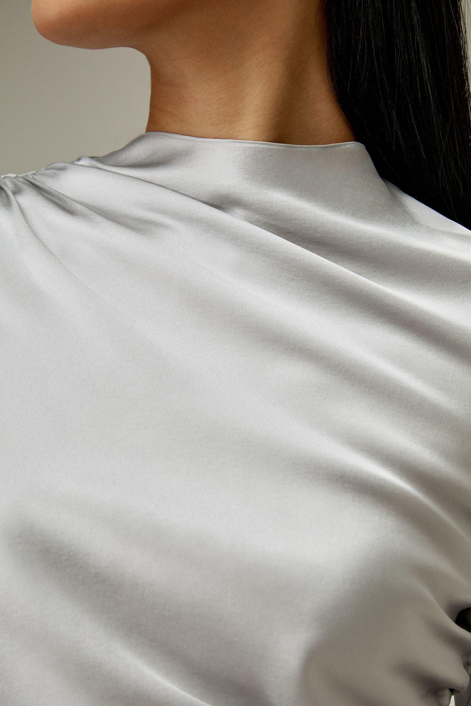 Oblique Wave Satin Blouse in Silver Grey | Modest top | Modest fashion | Custom made available | Other colours available | Long sleeve top. - image 4