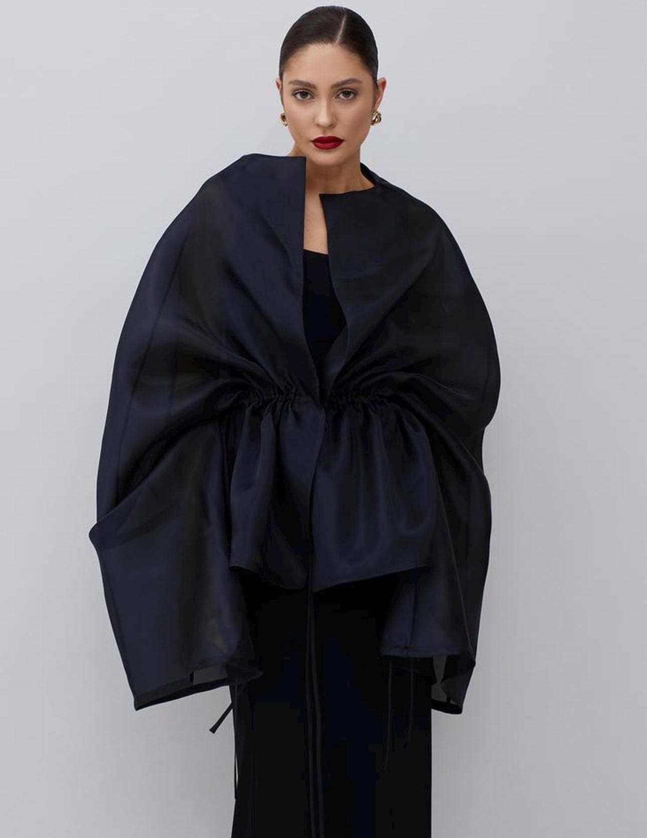 Matte Organza blouse black | Can be lined | modest top |Business style blouse| Tzinut clothing | Minimalist design | Custom made - image 3