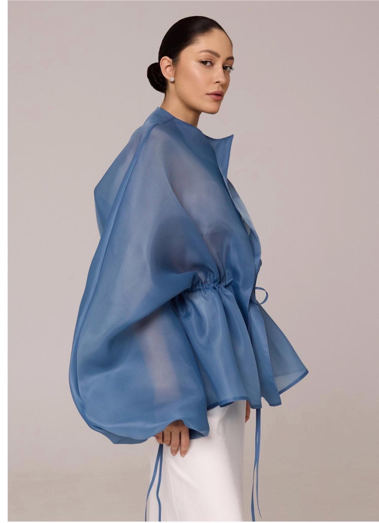Organza blouse | Can be lined | modest top |Business style blouse| Tzinut clothing | Minimalist design | Custom made - image 4