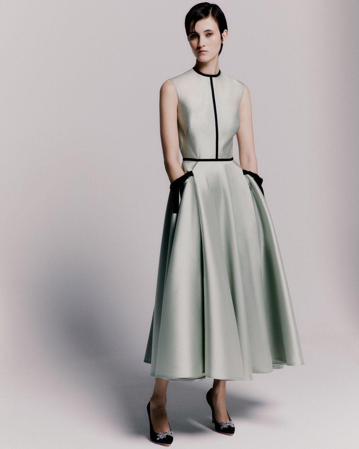 Full circle midi dress in sage | Tzinut Fashion | Modest Clothing | Modest Gowns | More colours available | Custom made available - image 3