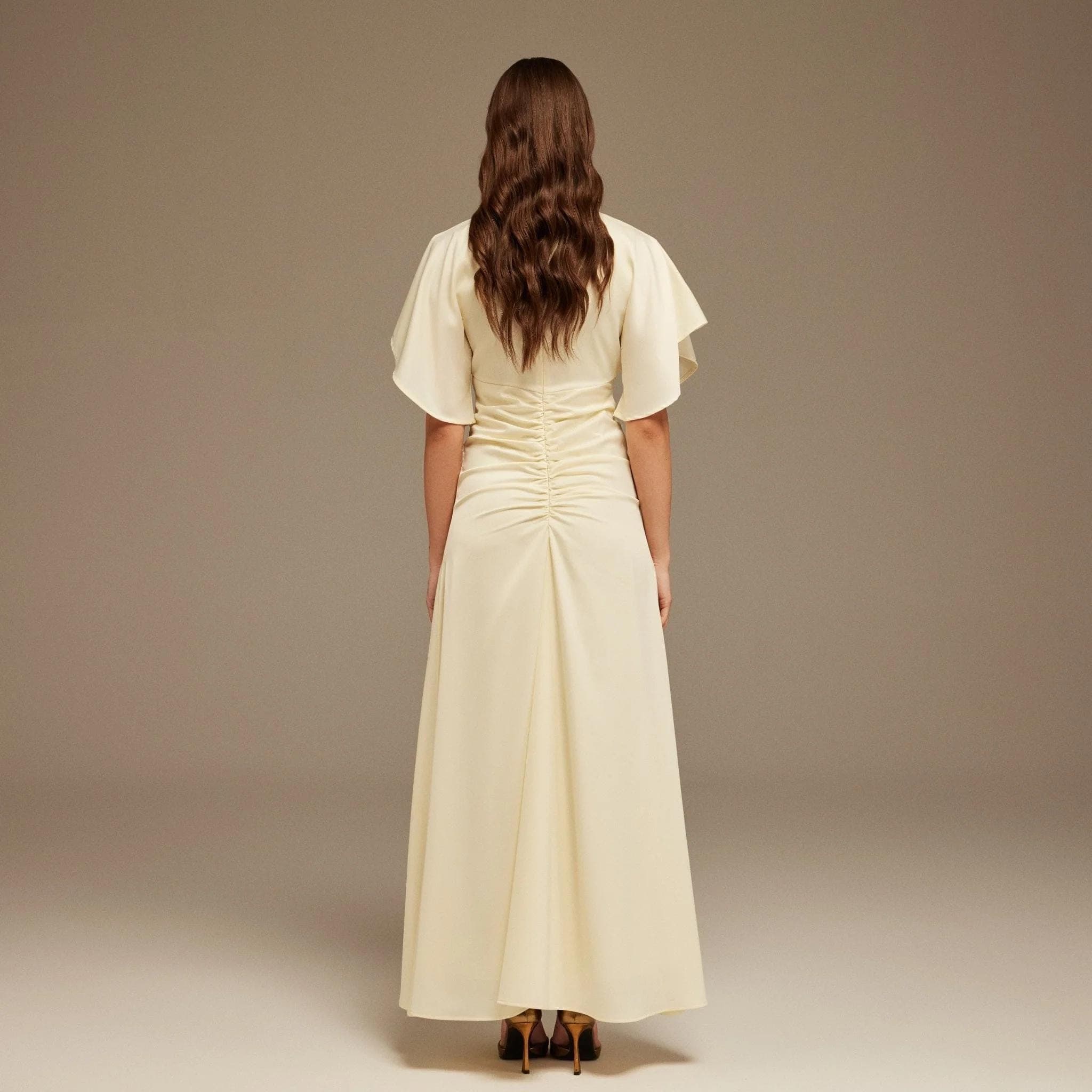 Satin Maxi Dress with Ruched Details | Tzinut Fashion | Modest Gown | Shabbat outfits | Custom made available | More colours available - image 5