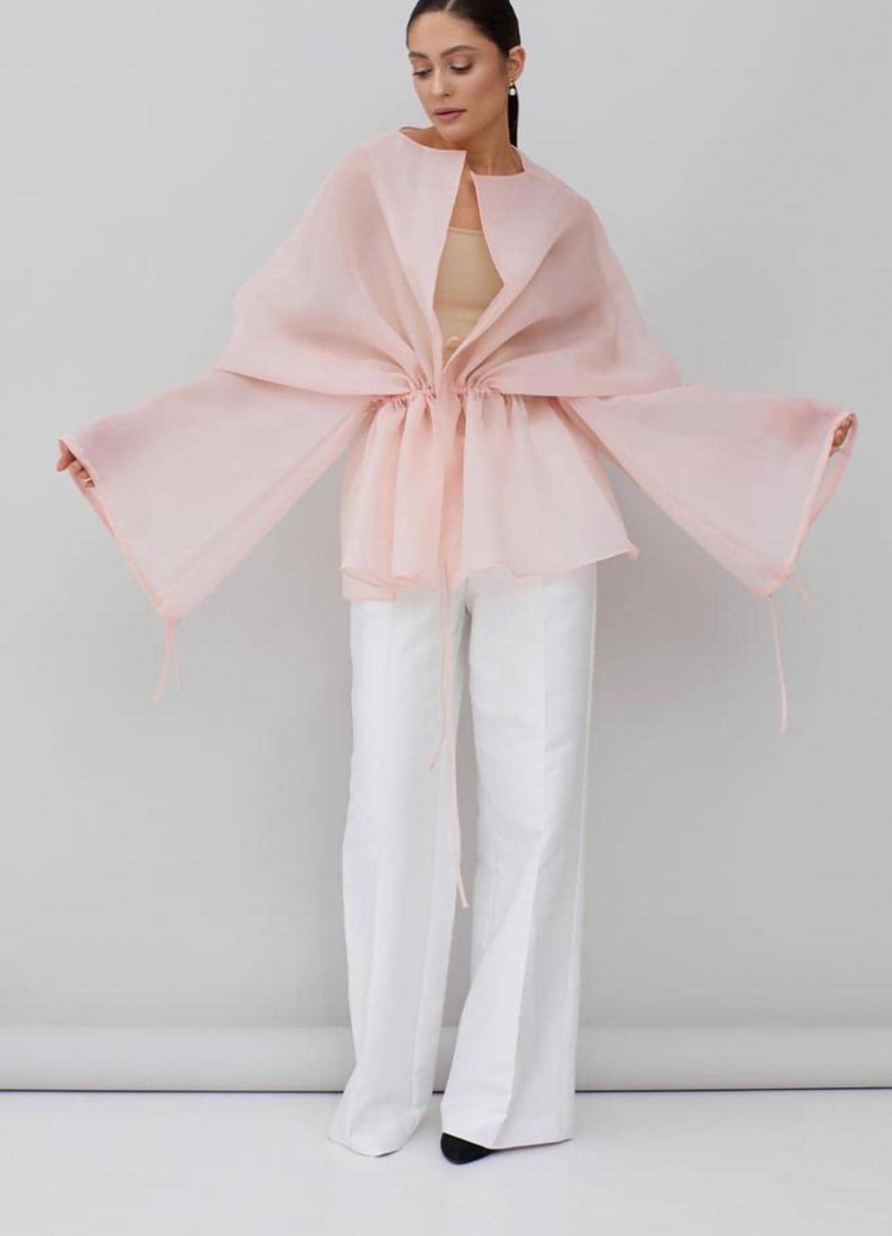 Matte Organza blouse Pink | Can be lined | modest top |Business style blouse| Tzinut clothing | Minimalist design | Custom made - image 3