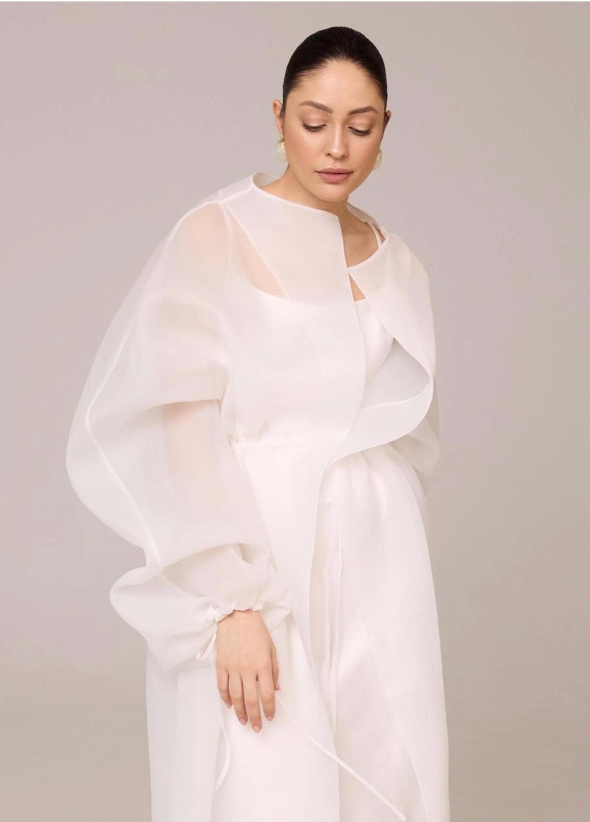 Organza blouse coat | Can be lined  | modest top | Tzinut clothing | Minimalist design | Custom made| Top Layer