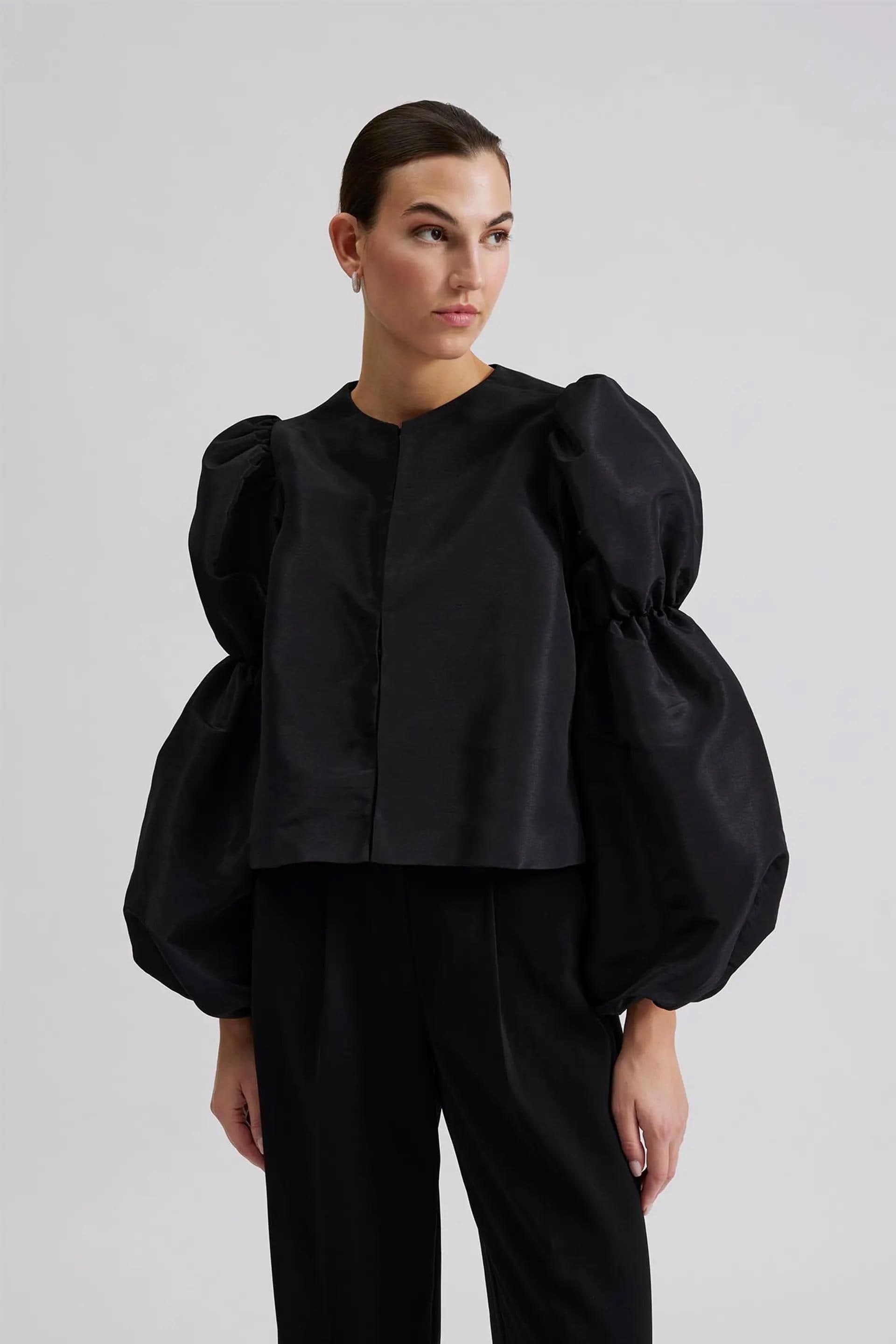 Jacket with pouf balloon sleeve | Modest Fashion | Elegant style | Women business outfit| Made to measure available |more colours