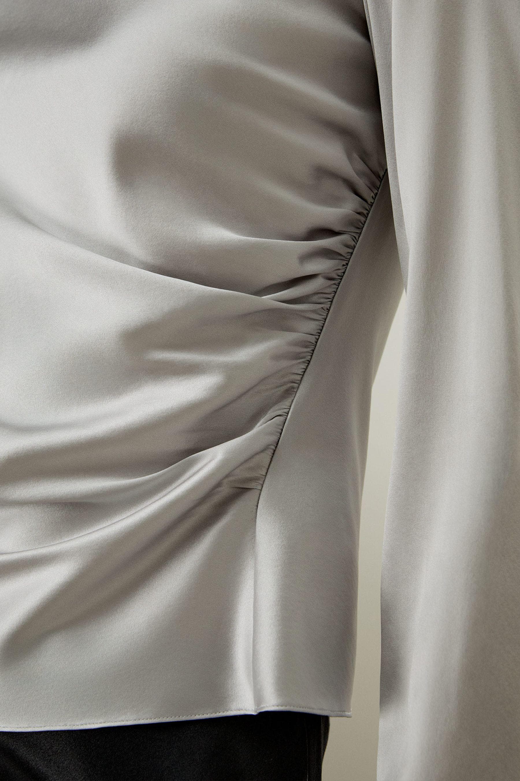 Oblique Wave Satin Blouse in Silver Grey | Modest top | Modest fashion | Custom made available | Other colours available | Long sleeve top. - image 5